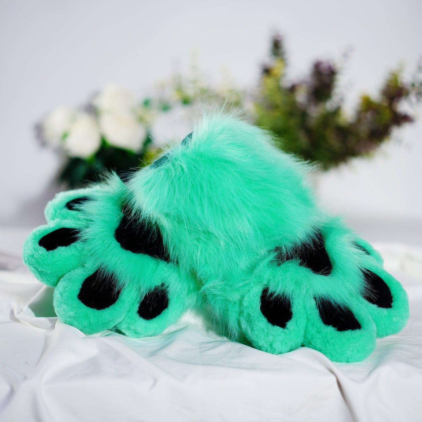 fursuit paws, mint green paws, furry paws , furry gloves, puffy paws, cosplay gloves, cat paws, wolf paws, fox paws, dog paws, kemono paws