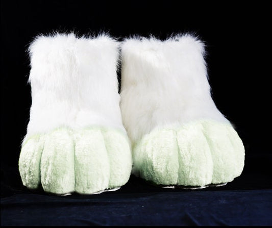 White feet paws fursuit kemono toony kigurumi fursona kawaii outdoor foot paw fursuit shoes cosplay cat dog fox wolf bunny