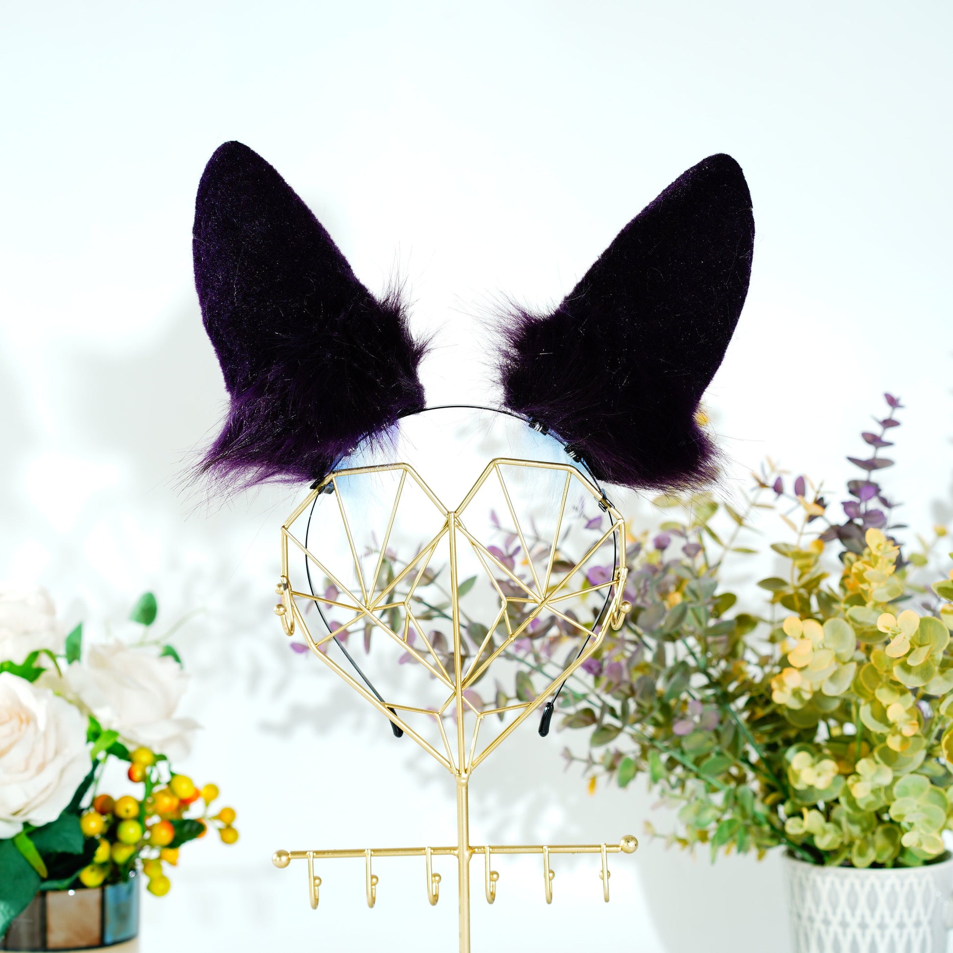 Dark purple bunny ear, bunny tail, cosplay bunny, rabbit ear, bunny headband, bunny ears and tail, animal ears, cosplay, custom kawaii