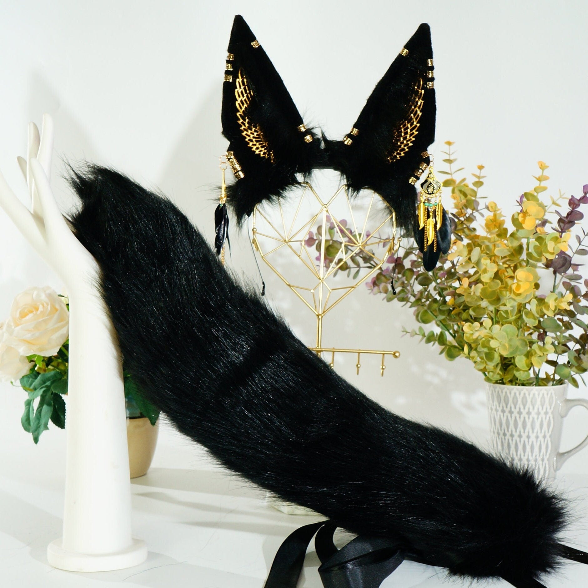 Jackal Wolf, Anubis Ears Hairband, Cosplay Party Anime Ancient Egyptian Mythology Anubis Ear Animal Ear Headband White Black Brown Halloween