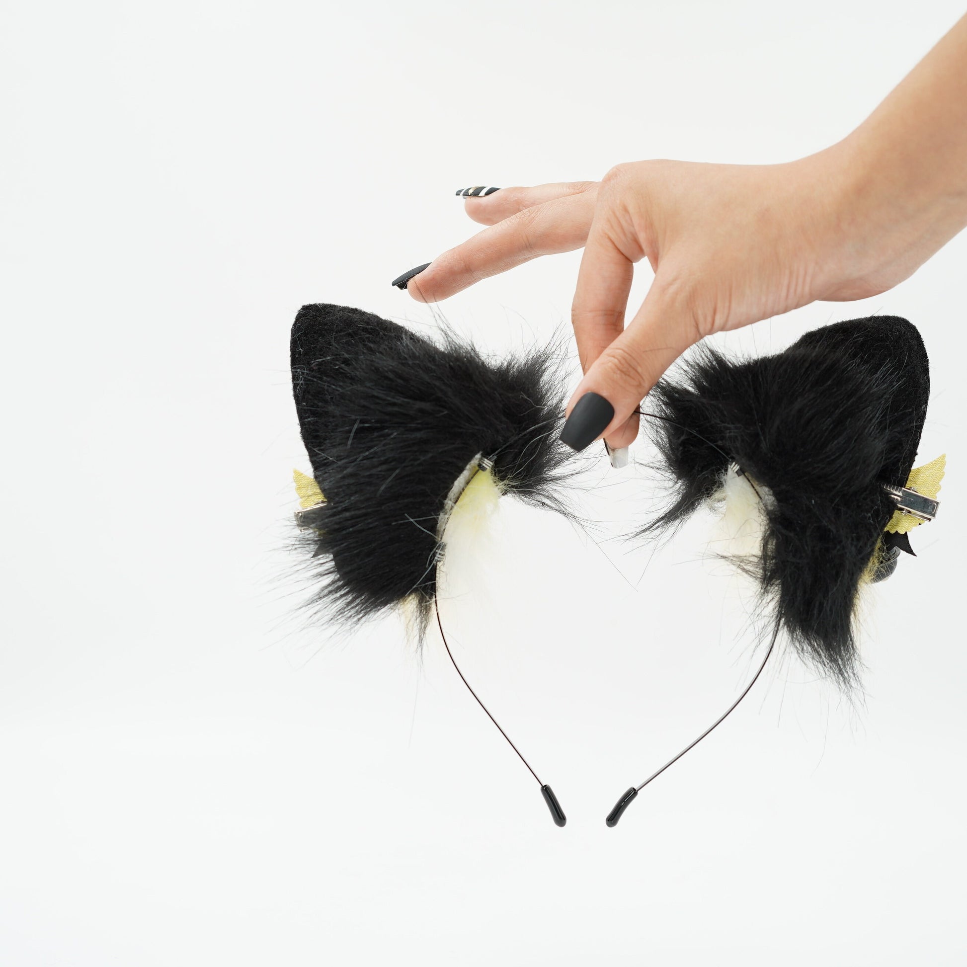 To bee Yellow Puppy Husky Ears and tail yellow and black cosplay faux fur wolf dog ears headband bee themed wolf cat dog ears and tail set