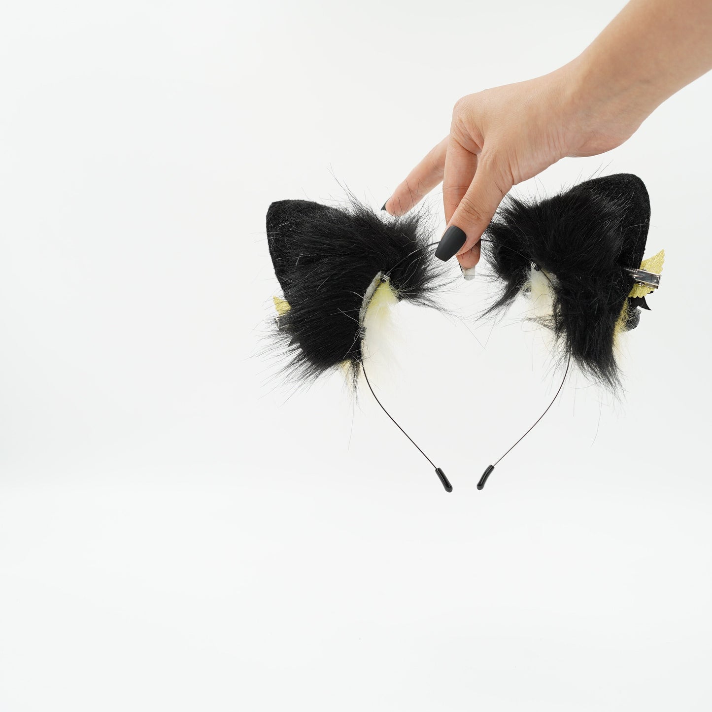 To bee Yellow Puppy Husky Ears and tail yellow and black cosplay faux fur wolf dog ears headband bee themed wolf cat dog ears and tail set