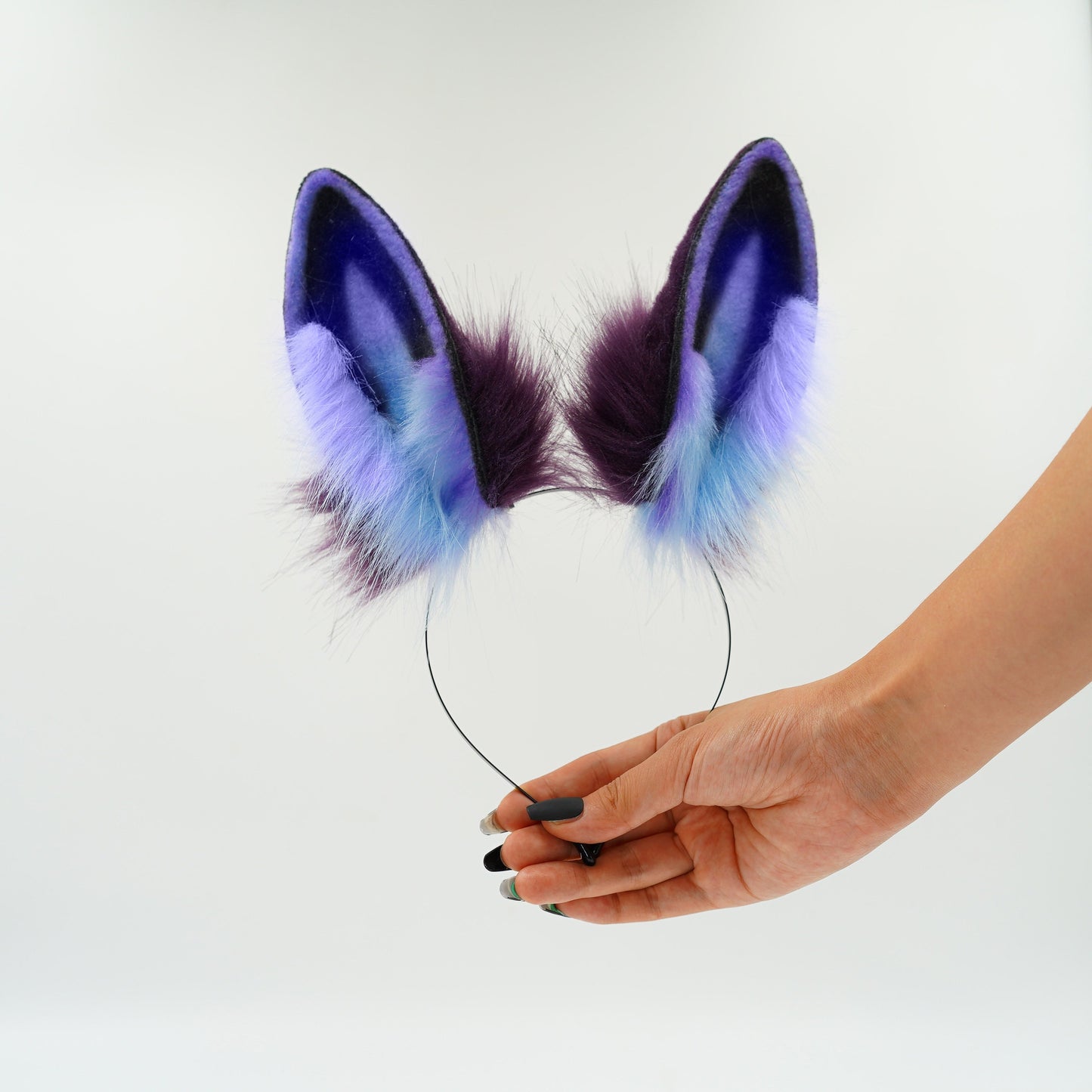 Dark Purple Bunny ears, Fluffy ears, Faux Fur ears, Rabbit Ears Headband, animal ears, aumbur animal ears,