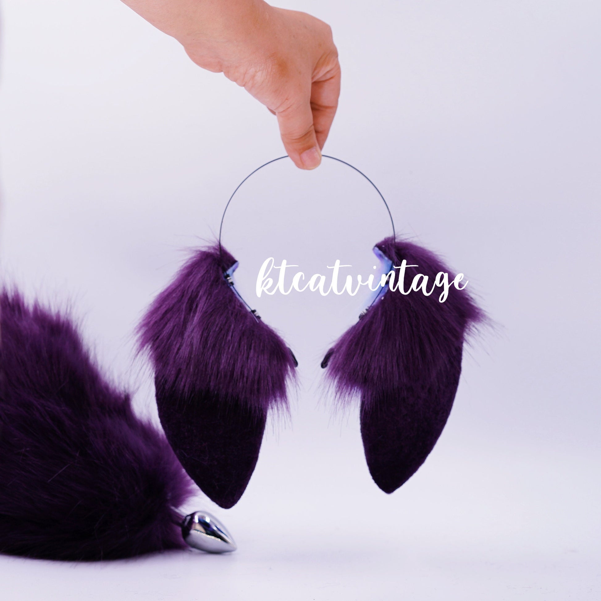 KTcatvintage purple night sky lop ears bunny ears bunny ears headband furry cosplay lop ears faux fur ears Rabbit play pet play ears