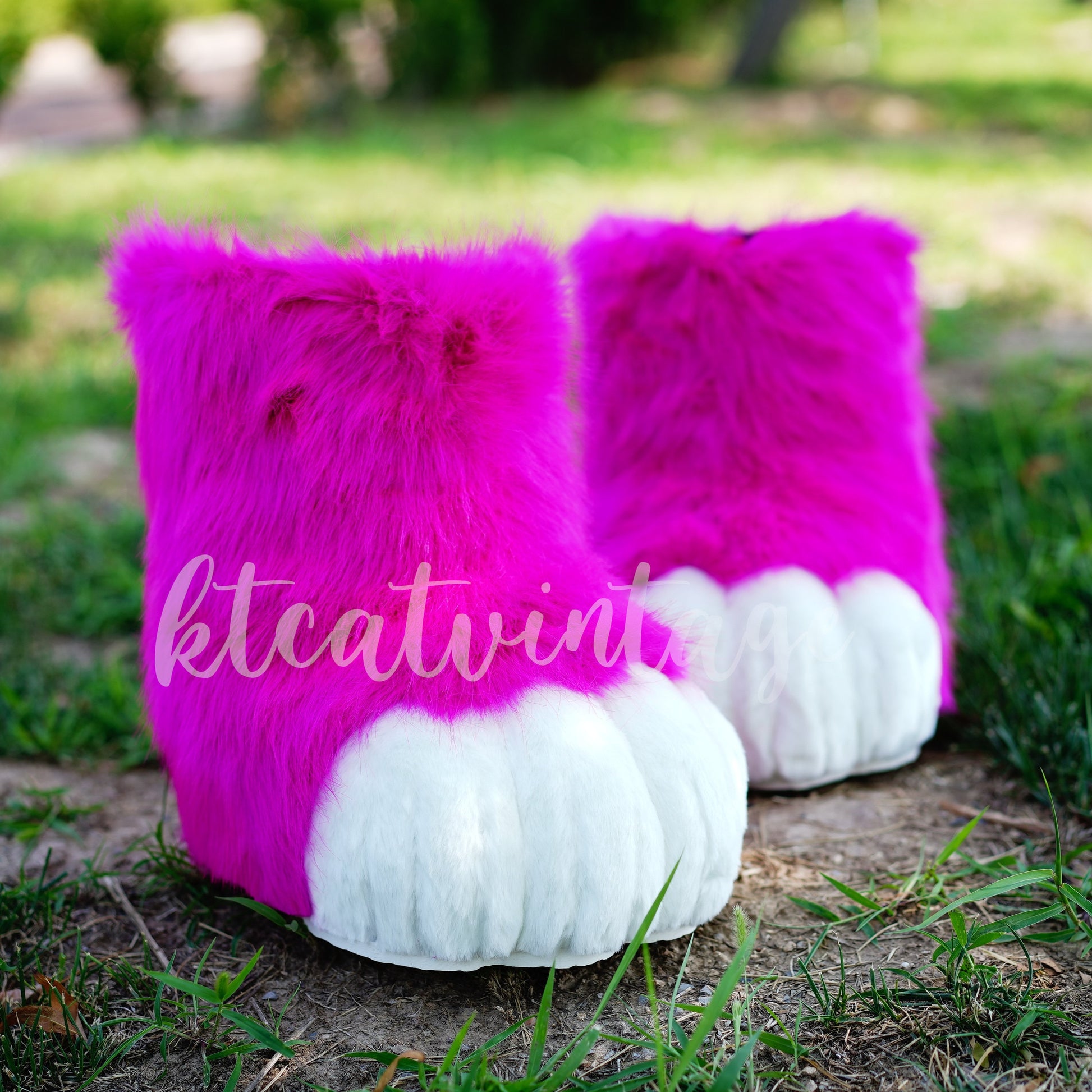 Hot pink fursuit feet paws, toony foot paw, kemono foot paw, light pink cat paws, puppy paws, wolf paws, tiger paws, fox paws, ktcatvintage