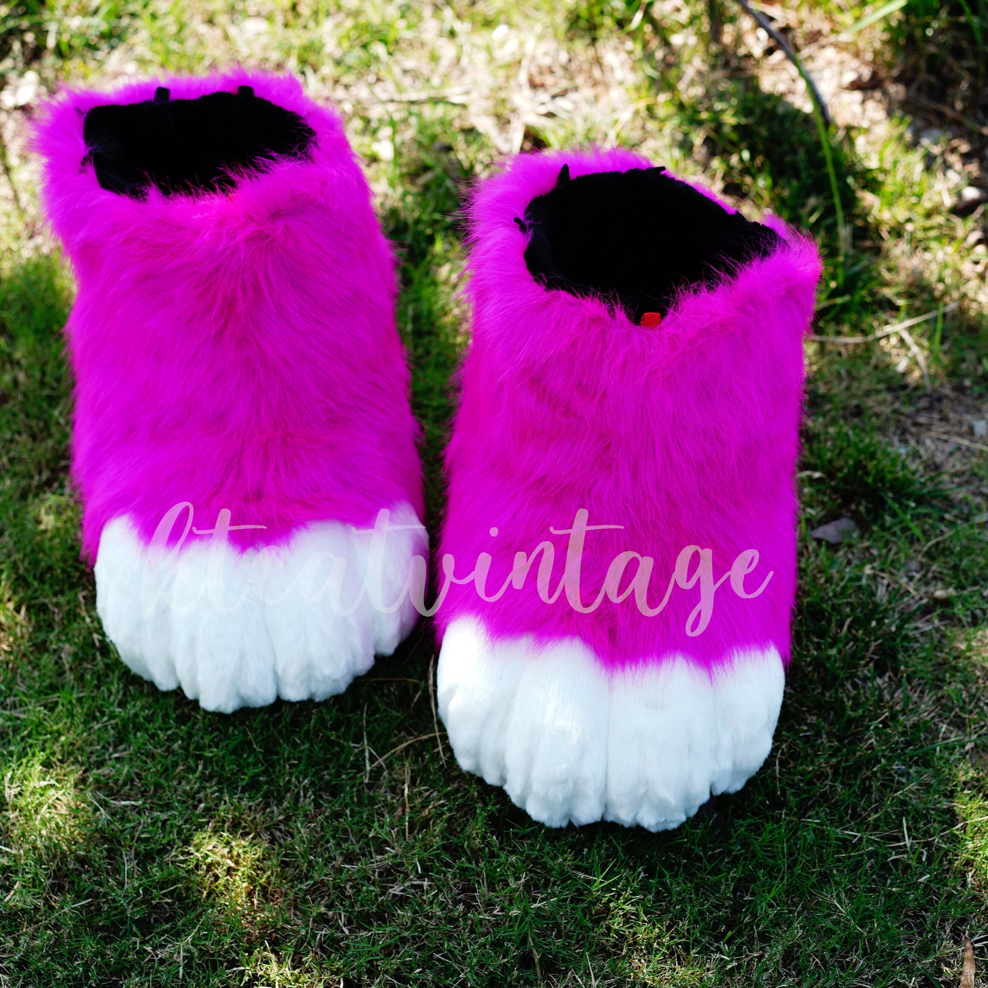 Hot pink fursuit feet paws, toony foot paw, kemono foot paw, light pink cat paws, puppy paws, wolf paws, tiger paws, fox paws, ktcatvintage