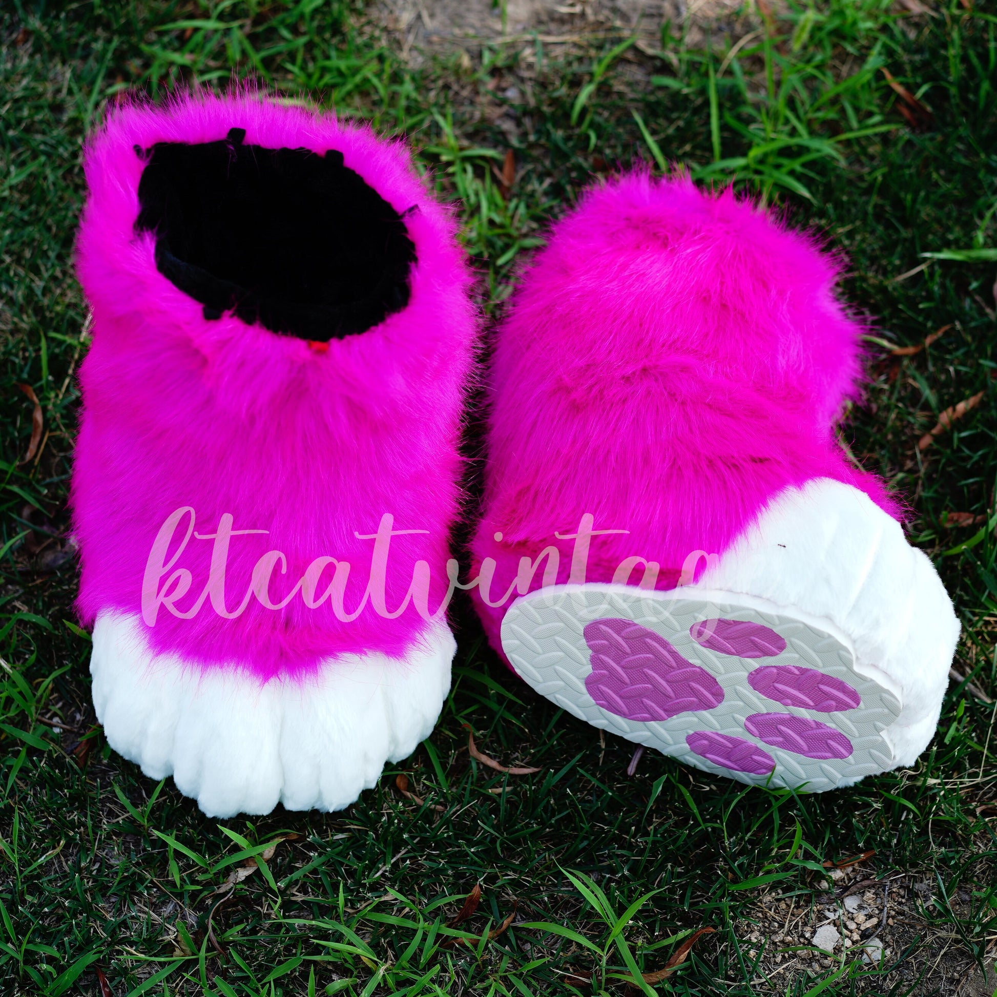 Hot pink fursuit feet paws, toony foot paw, kemono foot paw, light pink cat paws, puppy paws, wolf paws, tiger paws, fox paws, ktcatvintage