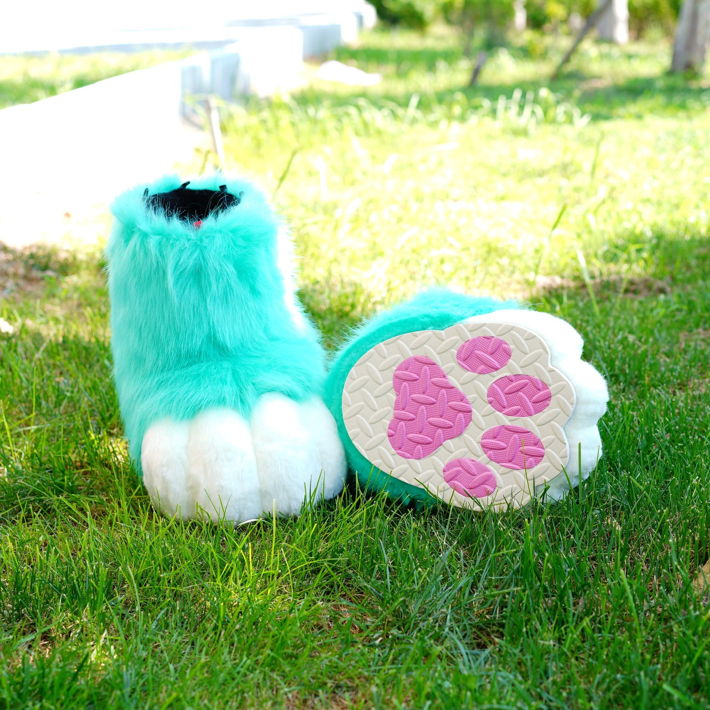 Fursuit shoes mint green Footpaw kemono toony kigurumi cosplay cat dog fox wolf bunny gift furry fursona kawaii outdoor foot paw shoes