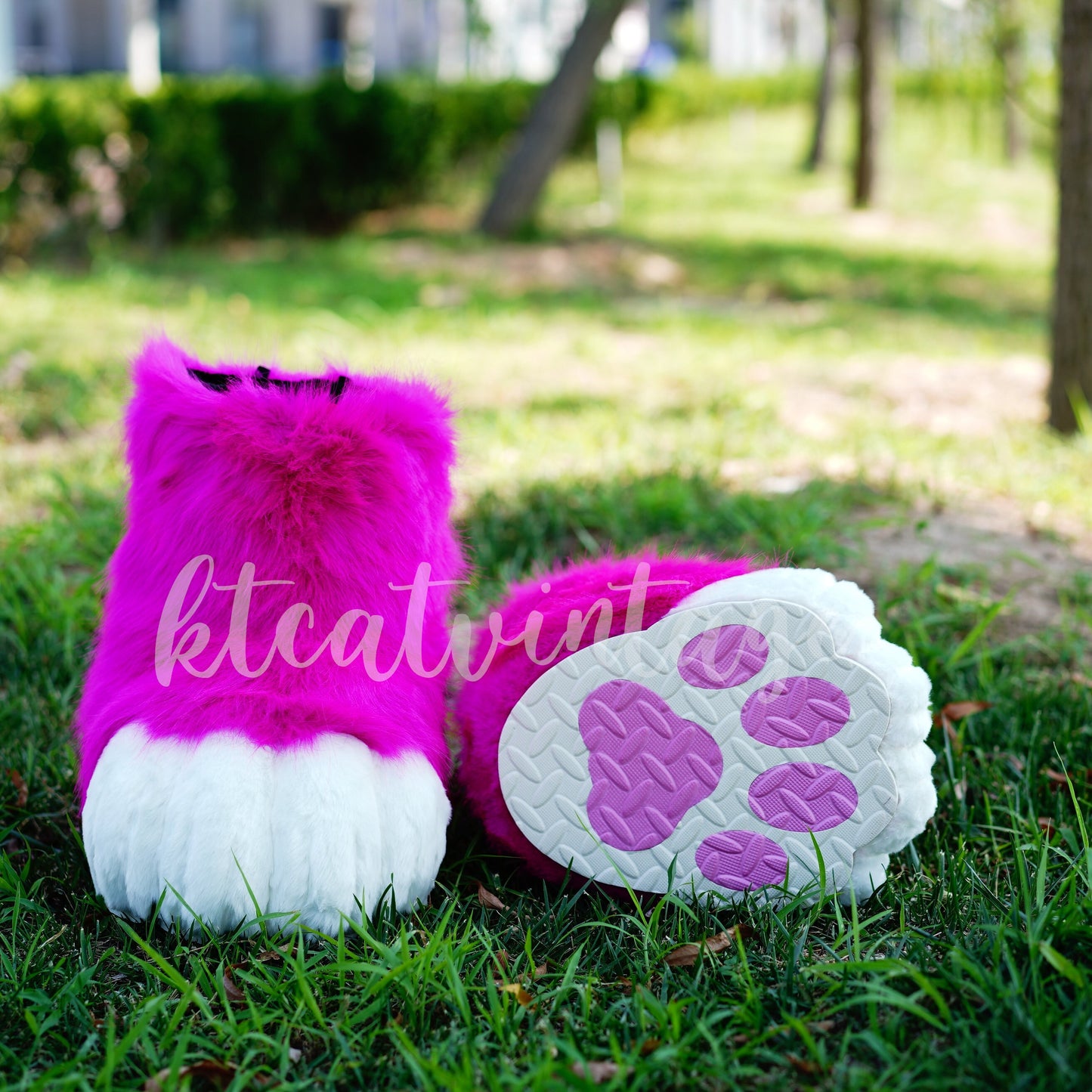 Hot pink fursuit feet paws, toony foot paw, kemono foot paw, light pink cat paws, puppy paws, wolf paws, tiger paws, fox paws, ktcatvintage