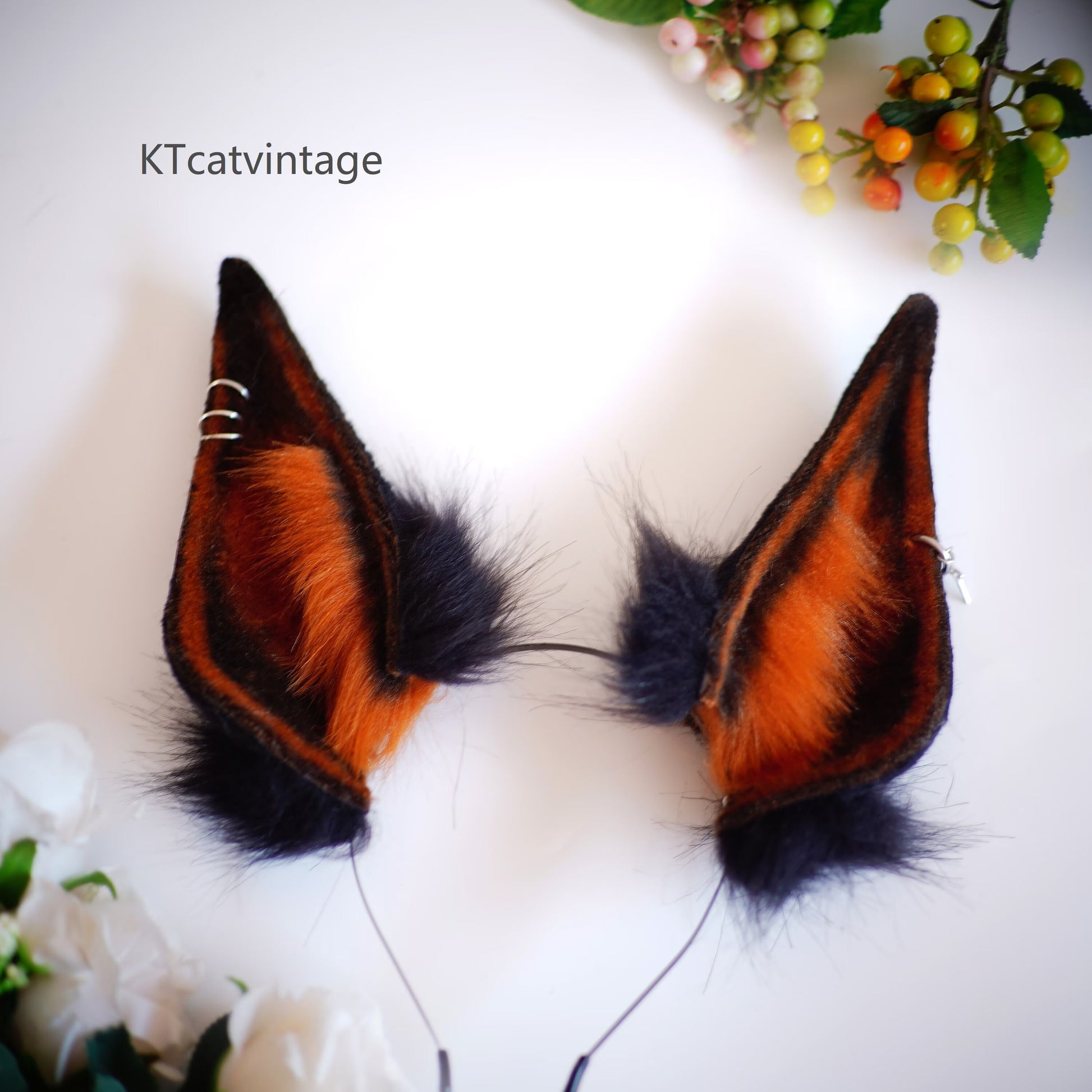 KTcatvintage Huge Doberman's ears hair bands animal ear,Faux fur ear,Dieb ear,Wolf ear headband,Anime ear,Wolf cosplay ear,Anubis