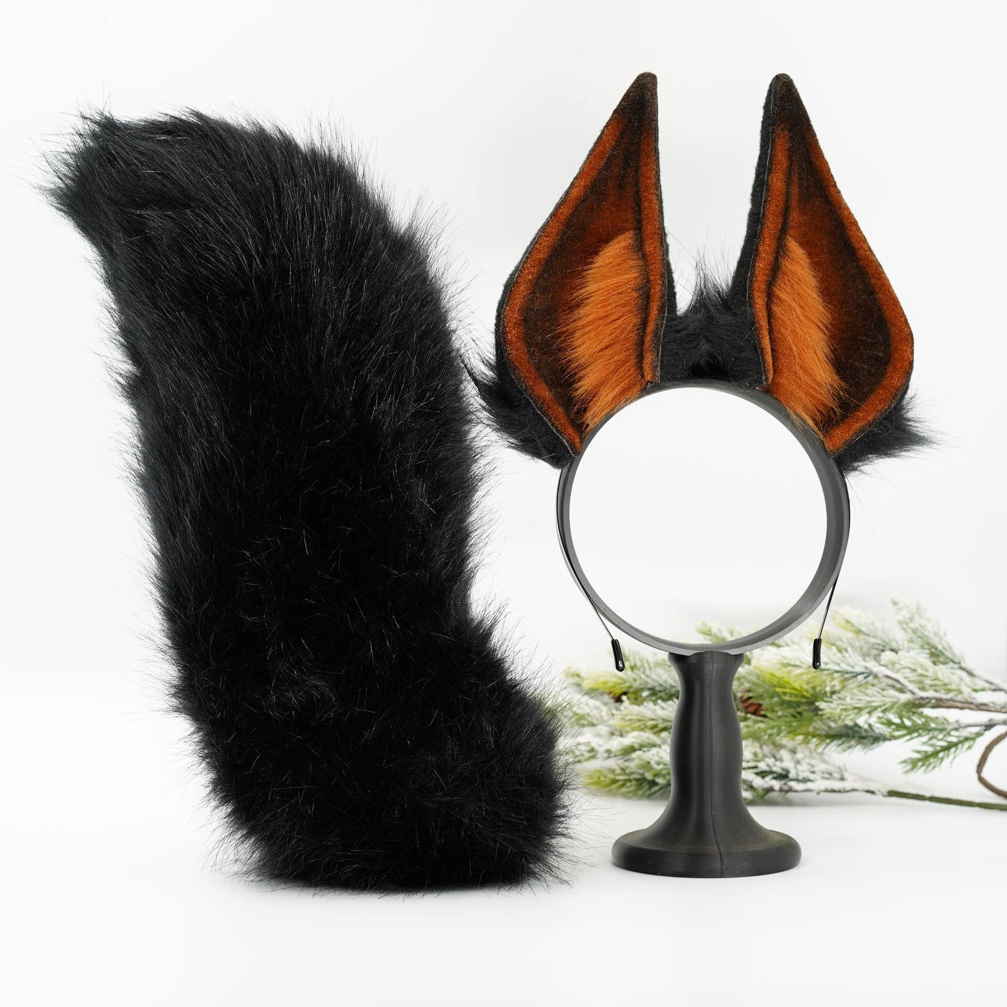 Huge Doberman's ears ,Black Brown animal ear,Faux fur ear,Dieb ear,Wolf ear headband,Anime ear,Wolf cosplay ear,Aritificial furry ears