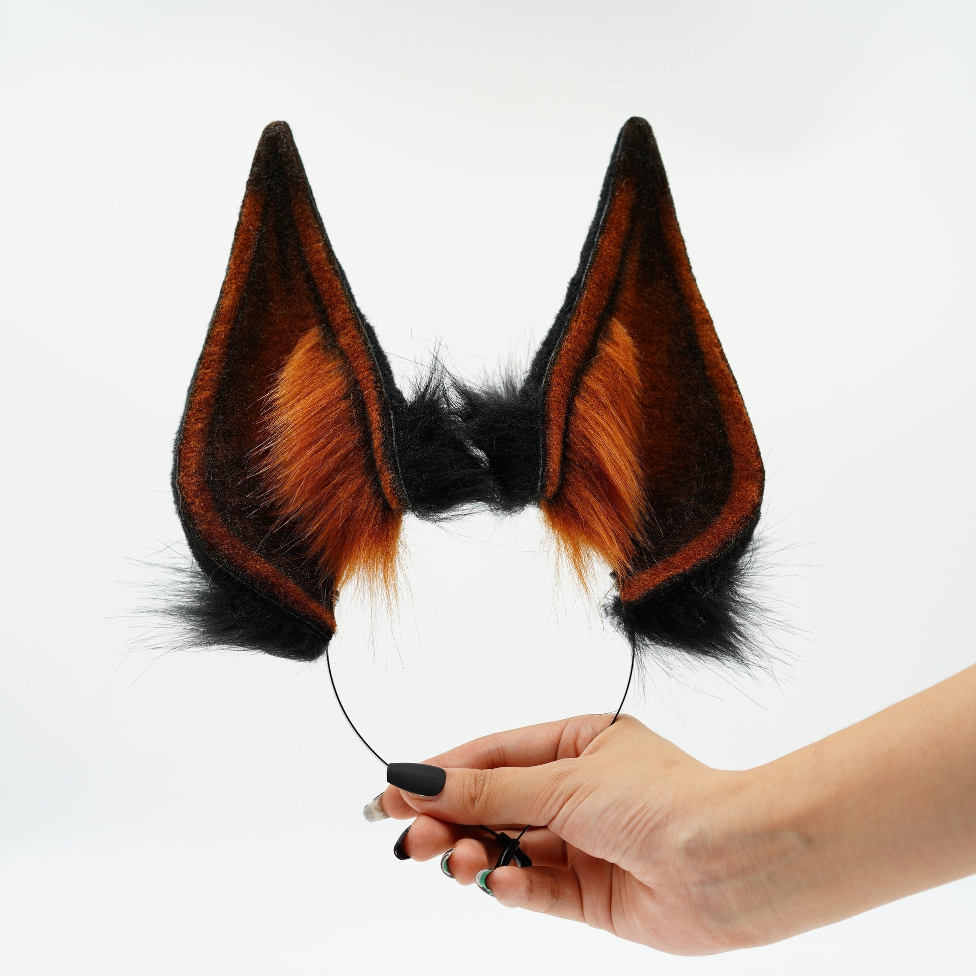 Huge Doberman's ears ,Black Brown animal ear,Faux fur ear,Dieb ear,Wolf ear headband,Anime ear,Wolf cosplay ear,Aritificial furry ears