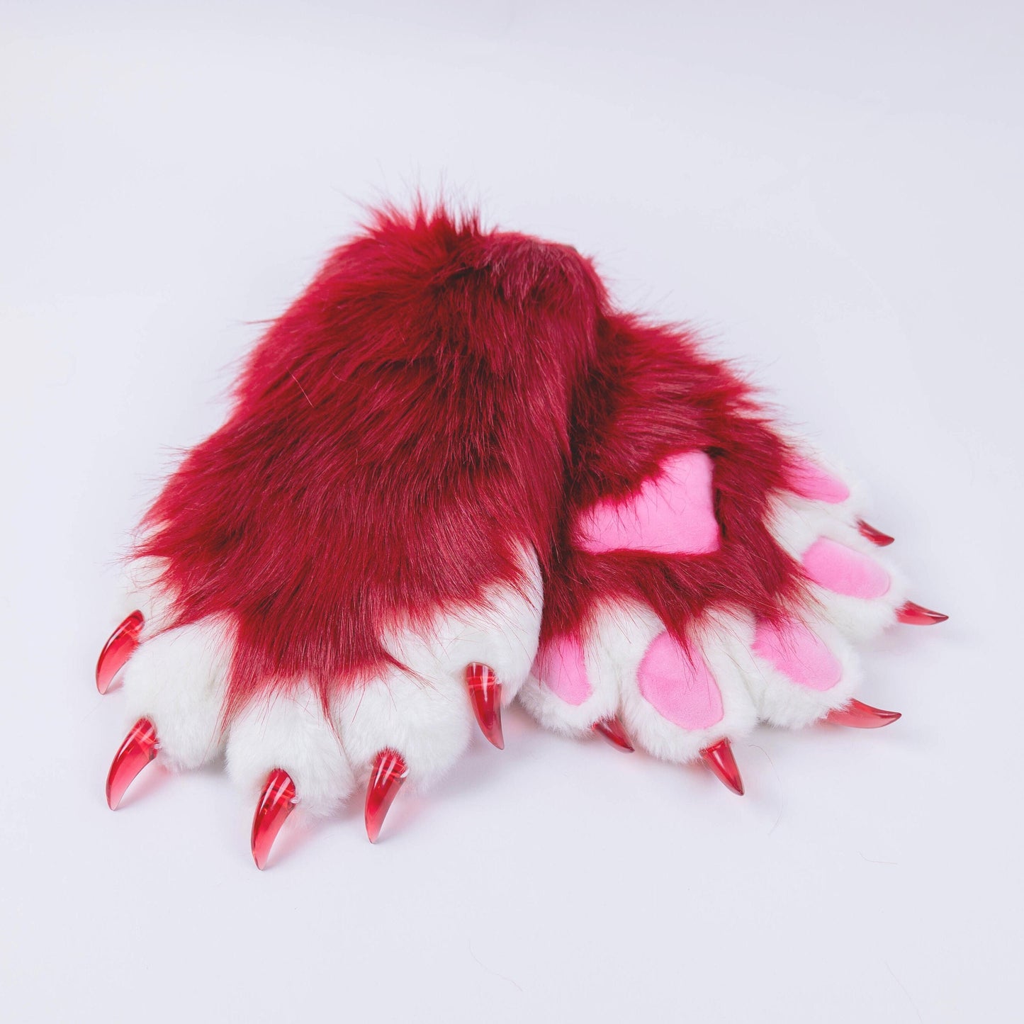 Wine red cat paws, cat gloves,custom Fursuit gloves, Furry paws, fursuit paws, Furry art, pet play, faux fur paws with 5 finger