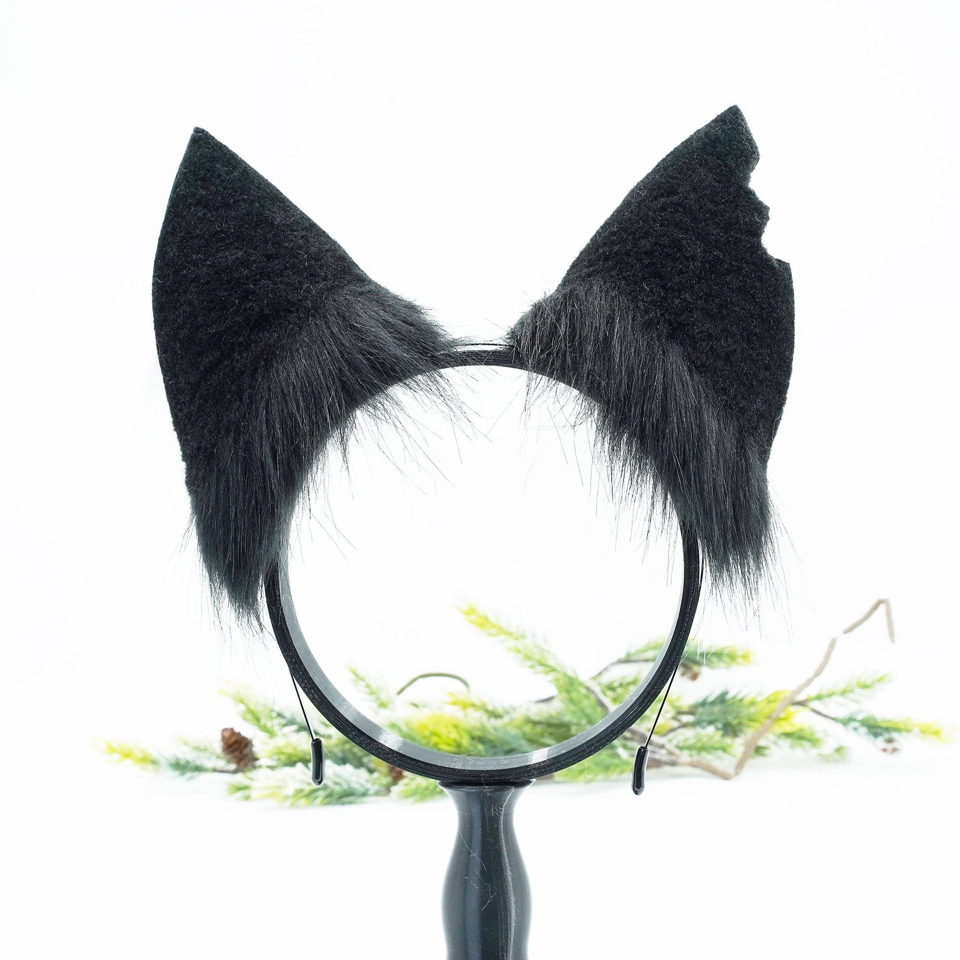 Black And White Cat ears and tail, Cat ears and tail, Cat ears, handmade ears, pet play, custom ears, tail ribbon, ears headband,