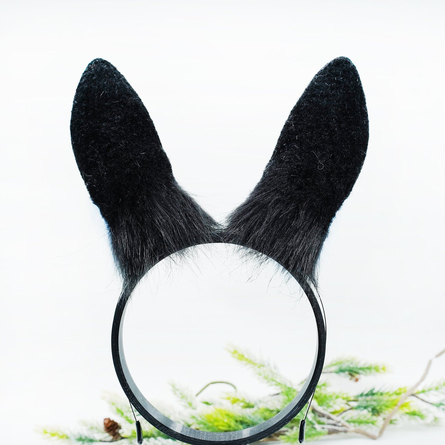 Bunny Ear & Tail Set ，Blue Bunny ears, furry faux fur costume cosplay ears, Rabbit Ears Headband, bunny tail, Black and Blue bunny ears