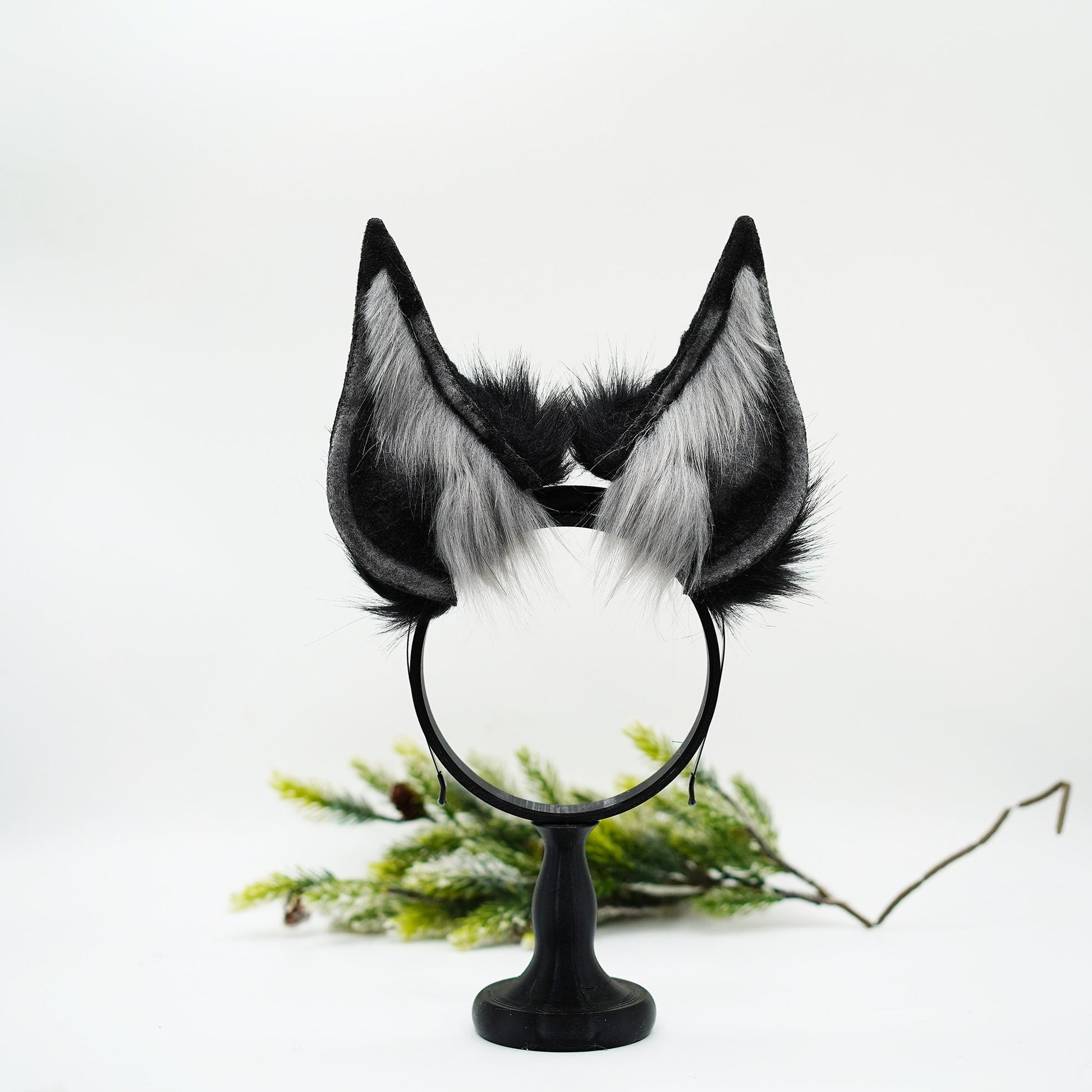 Realistic Anubis wolf ear,Black Gray animal ear,Faux fur ear,Dieb ear,Wolf ear headband,Anime ear,Wolf cosplay ear,Aritificial furry ears