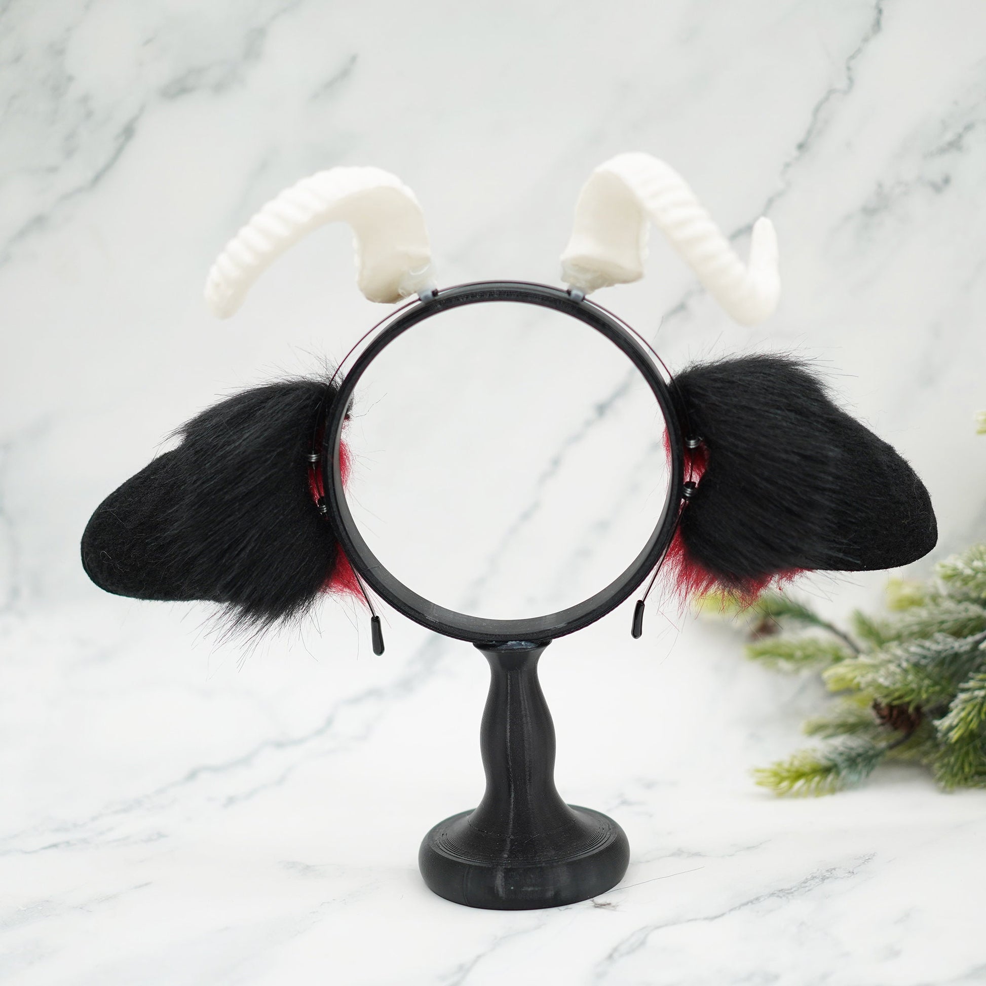 Handmade Black Goat ears and tail, Sheep ears, cosplay Goat ears, sheep headband ear, Halloween cosplay, Halloween ears, lame Cosplay tail