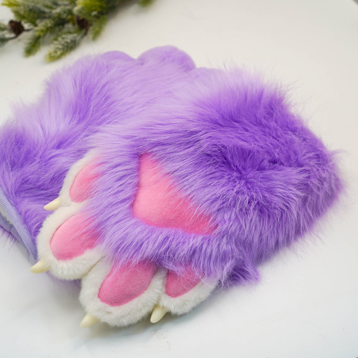 Cat fursuit,Little Cat Claw,Purple cat paws，Custom Fursuit gloves,Handmade cat paws, cosplay paws, faux fur paws with 4 white finger,