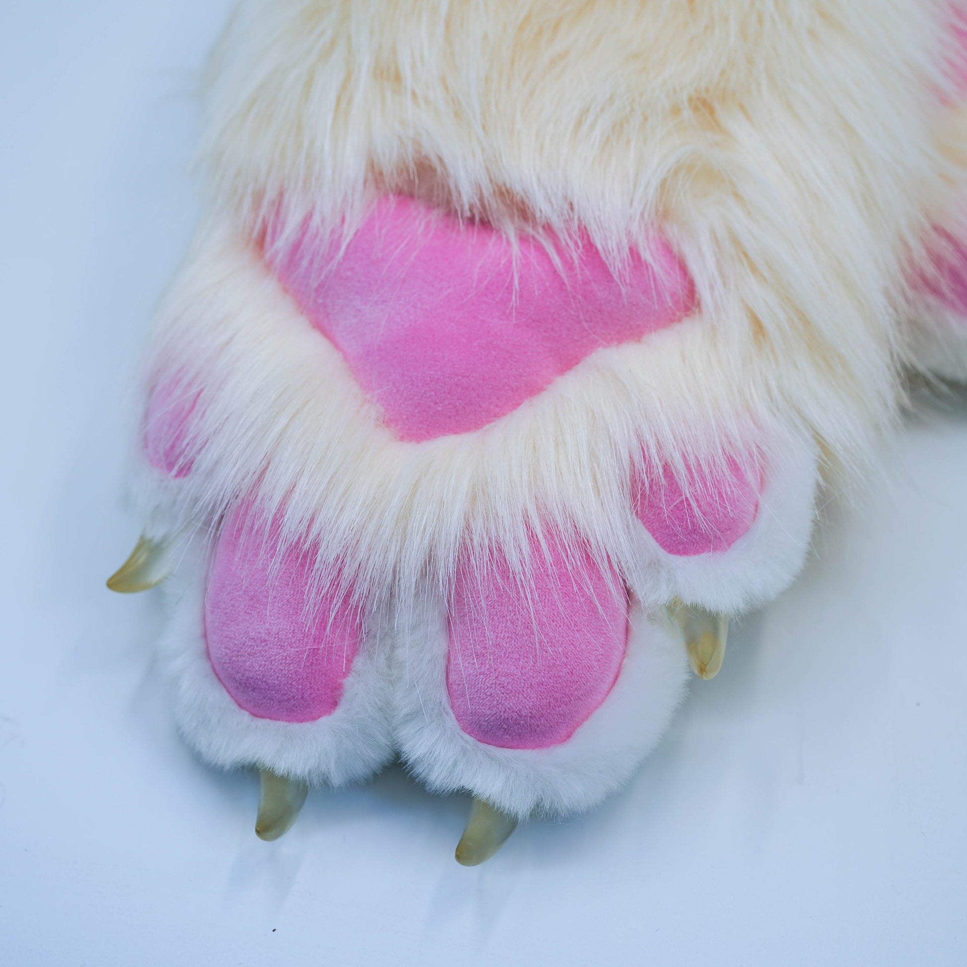 Off-white & Pink Fursuit Handpaws,Cat fursuit, Cat Claw,Custom Fursuit gloves,Handmade cat paws, cosplay paws, faux fur paws with 4 finger