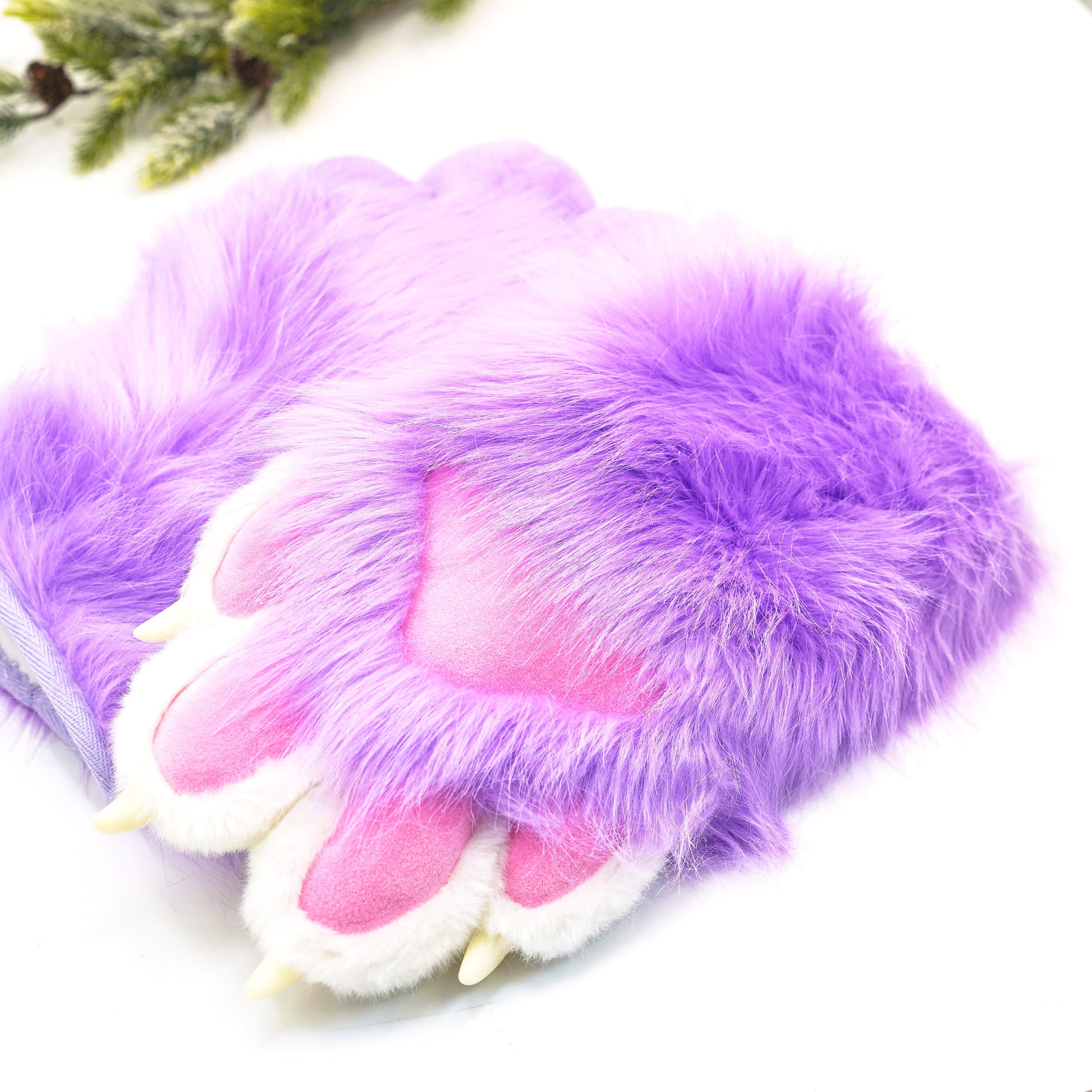 Cat fursuit,Little Cat Claw,Purple cat paws，Custom Fursuit gloves,Handmade cat paws, cosplay paws, faux fur paws with 4 white finger,