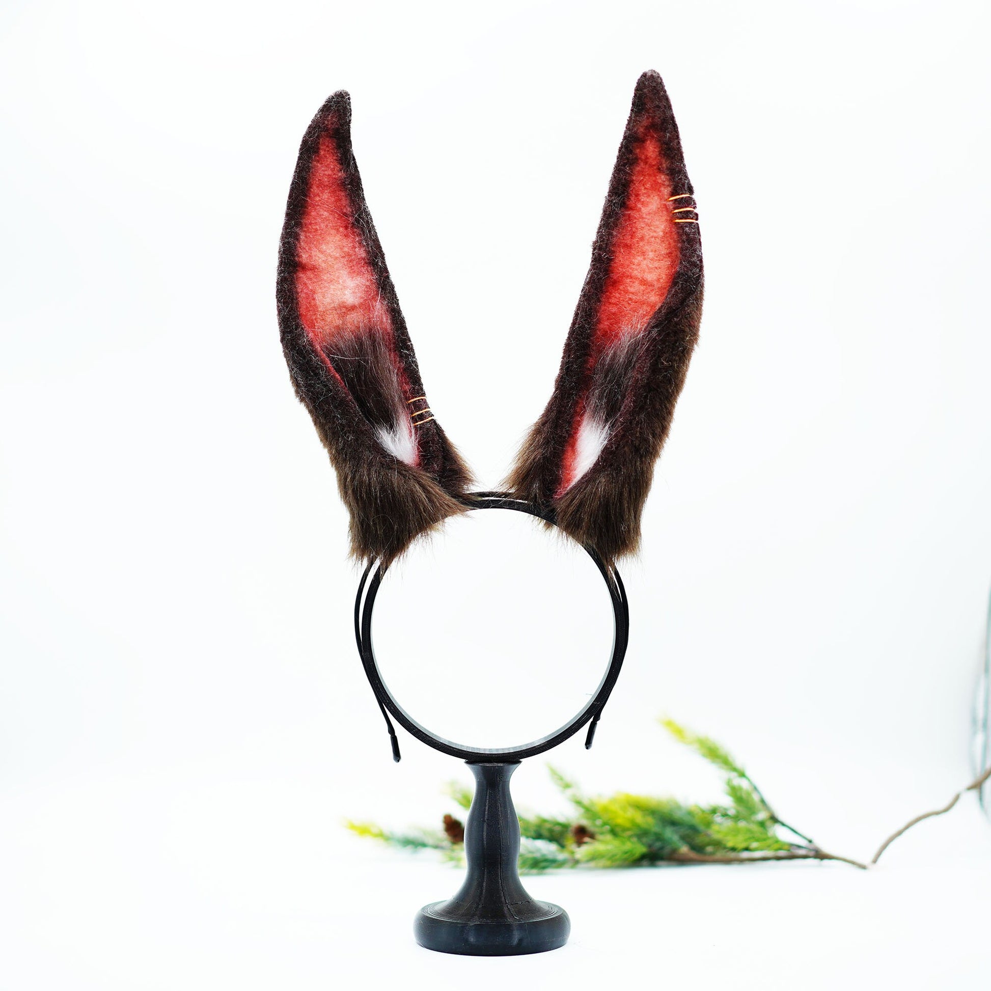 Cosplay bunny ear and tail, Cosplay Rabbit Ears ,Kit Charming Animal Headdress ear,Furry Bunny Mouldable ears, handmade ear headband,