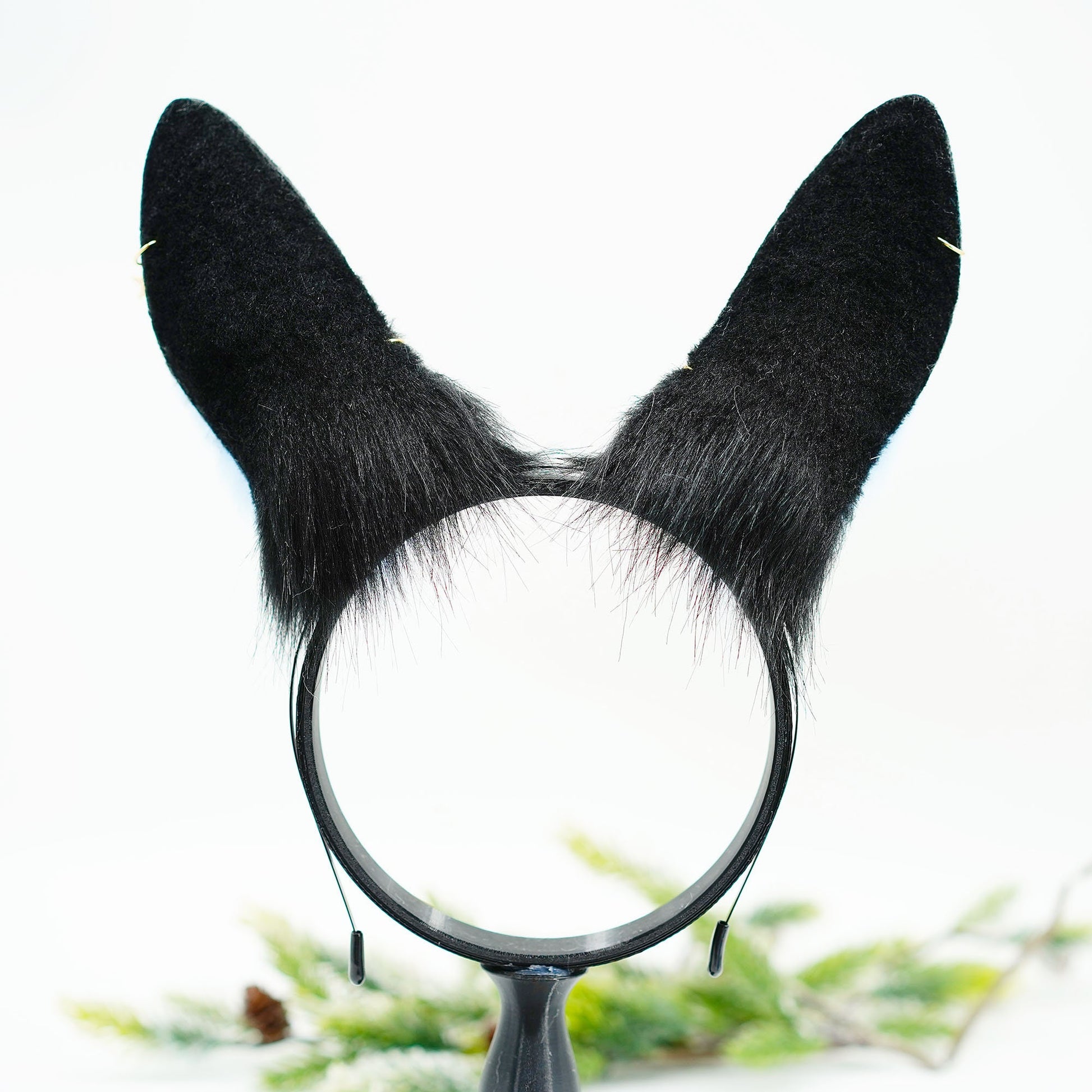 Blue Bunny ears, Fluffy ears, Faux Fur ears, Rabbit Ears Headband,Blue bunny tail, Black and Blue bunny ears