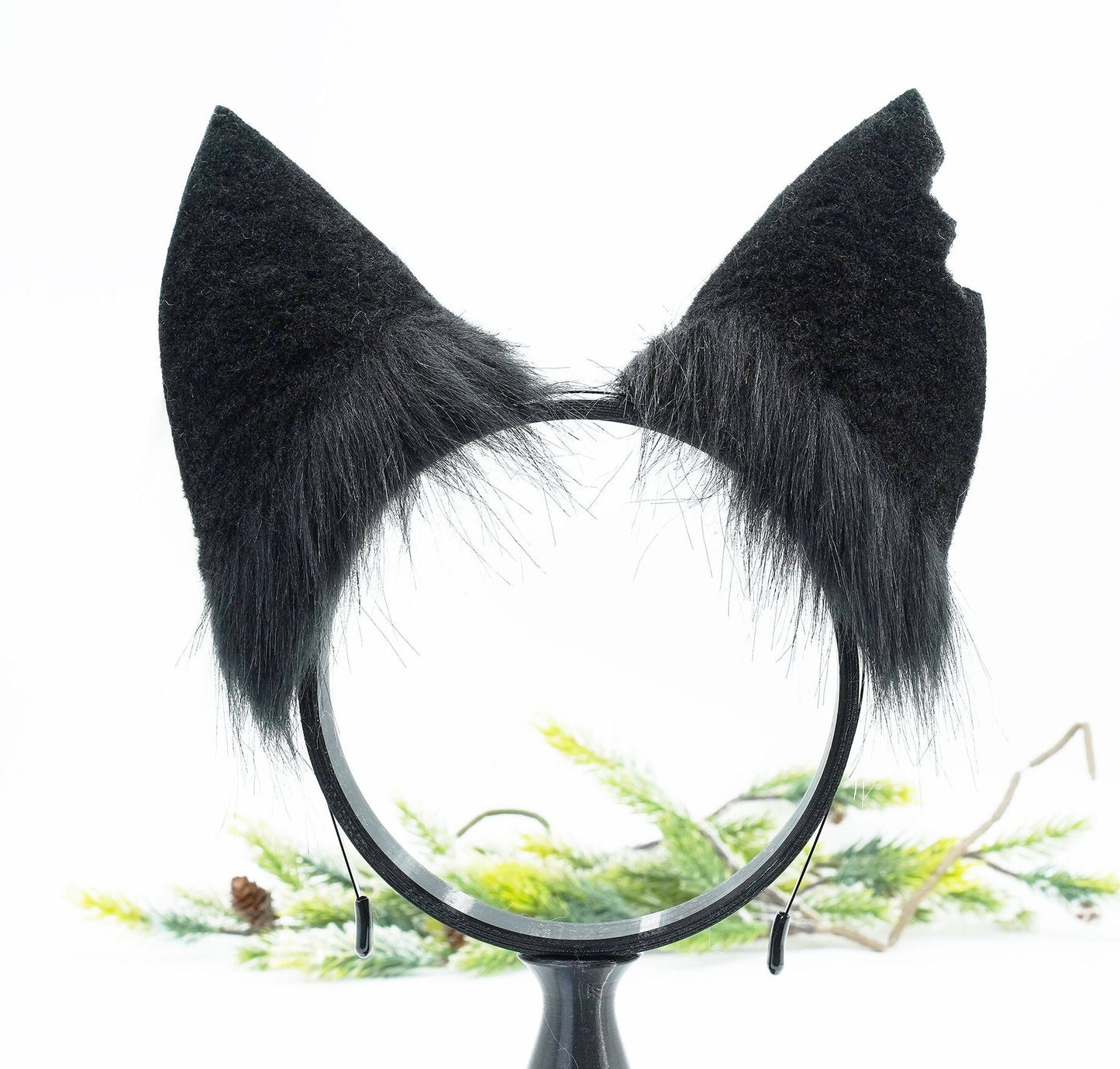 Black And White Cat ears and tail, Cat ears and tail, Cat ears, handmade ears, pet play, custom ears, tail ribbon, ears headband,