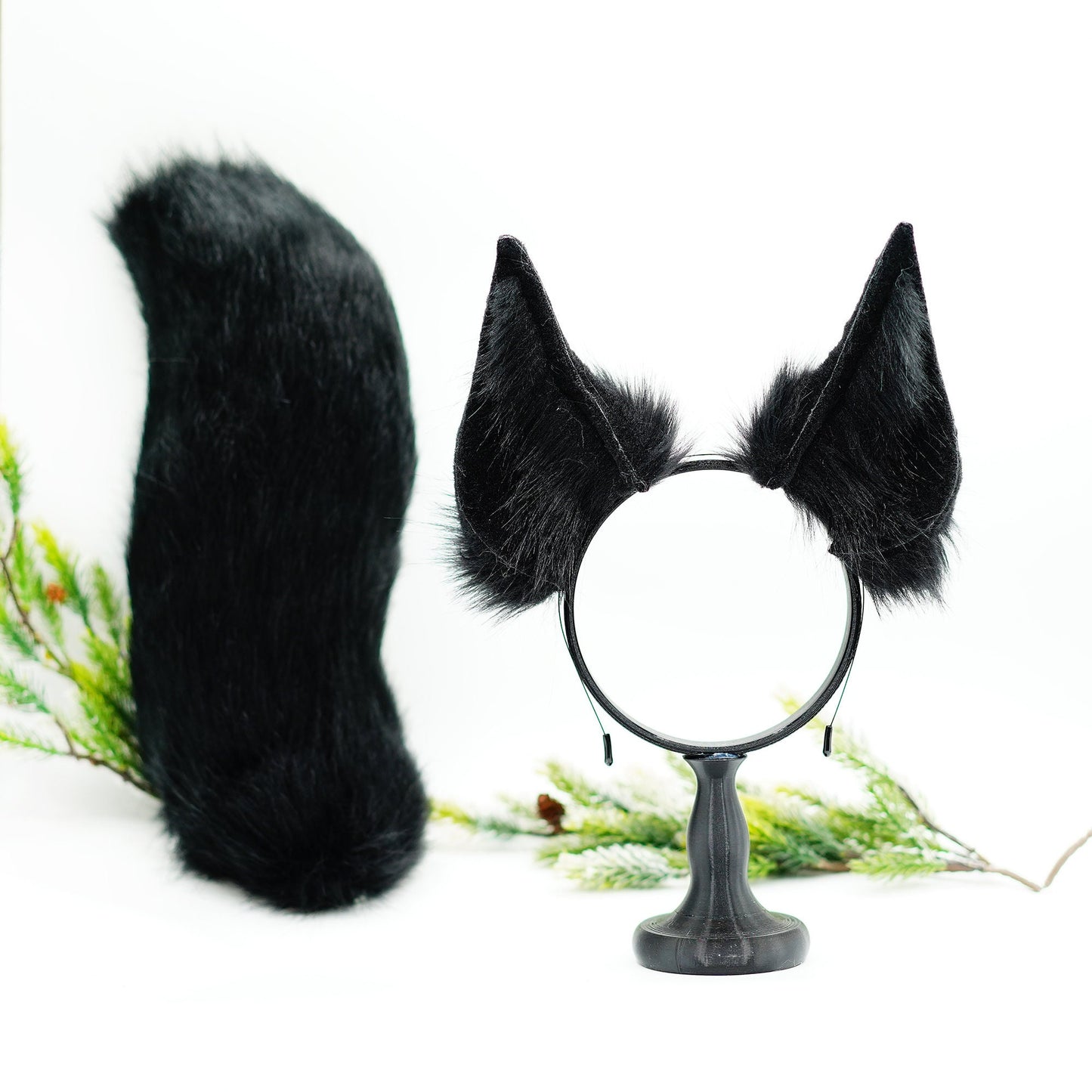 Black dog ears and tail ,Cosplay Ear,Anime Cosplay, fake fur wolf Ears,Fluffy Fox Ears, Kawaii Ears, Faux Fur Ears, Ears Headband