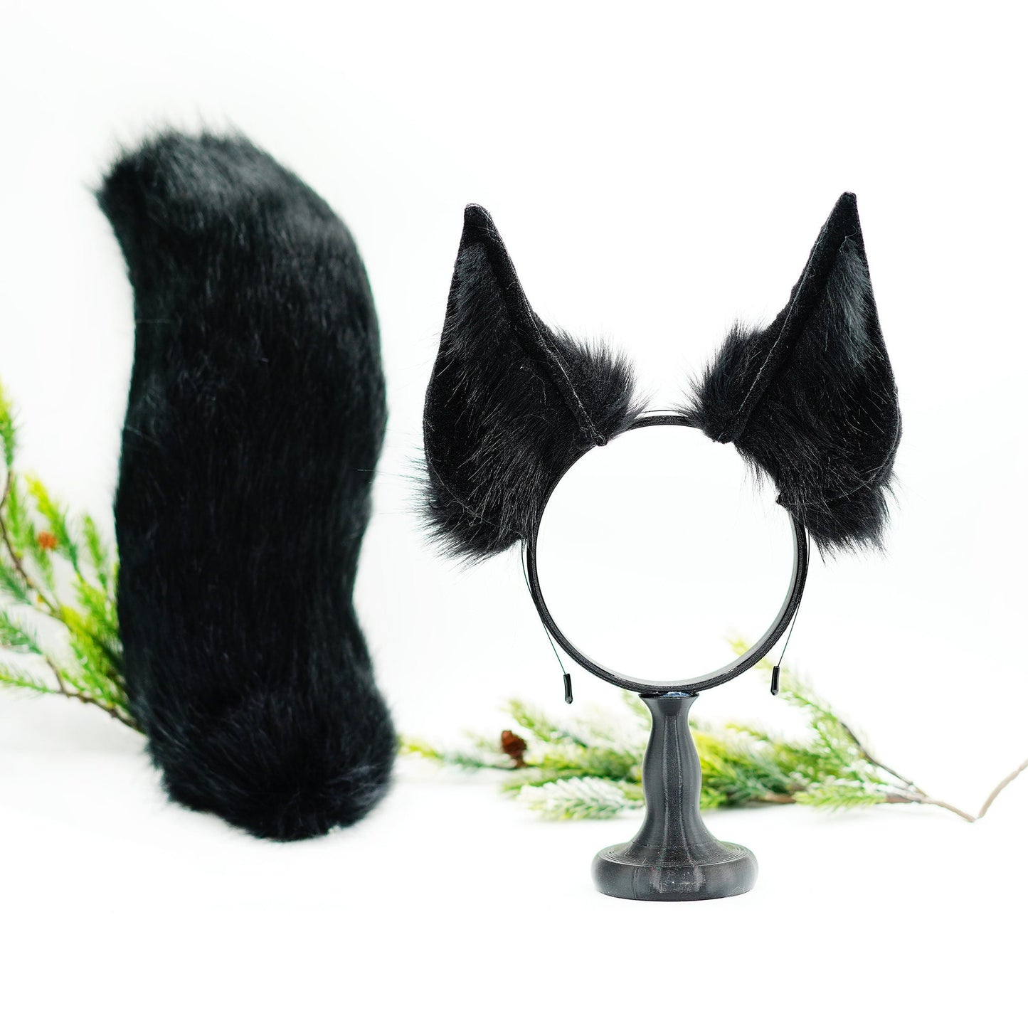 Black dog ears and tail ,Cosplay Ear,Anime Cosplay, fake fur wolf Ears,Fluffy Fox Ears, Kawaii Ears, Faux Fur Ears, Ears Headband