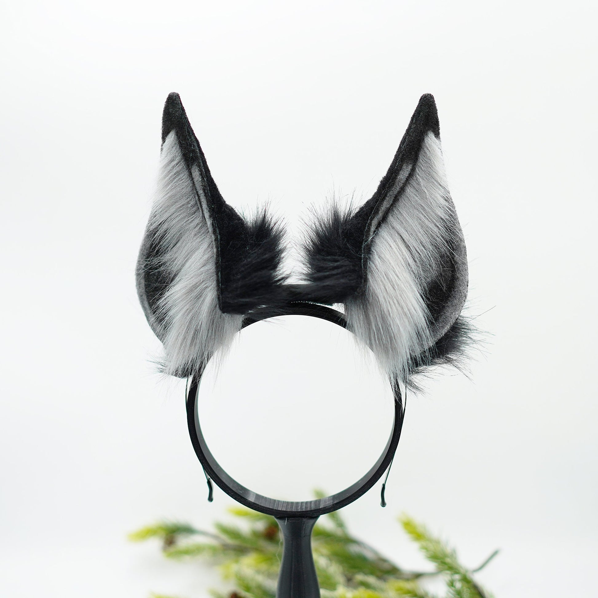 Realistic Anubis wolf ear,Black Gray animal ear,Faux fur ear,Dieb ear,Wolf ear headband,Anime ear,Wolf cosplay ear,Aritificial furry ears