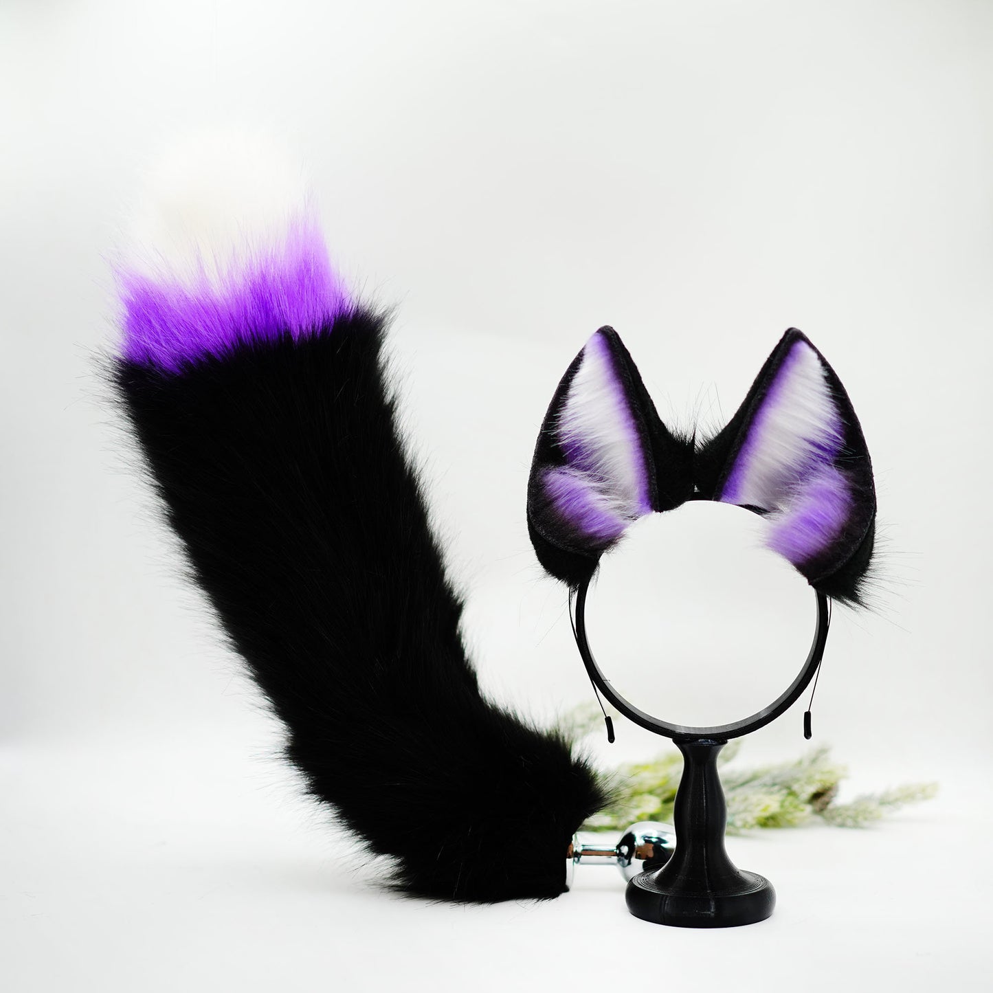 black purple shepherd ears puppy ears cosplay bat ears headband gamegrils game girl egirl animalheadband role play puppygirl ears headband