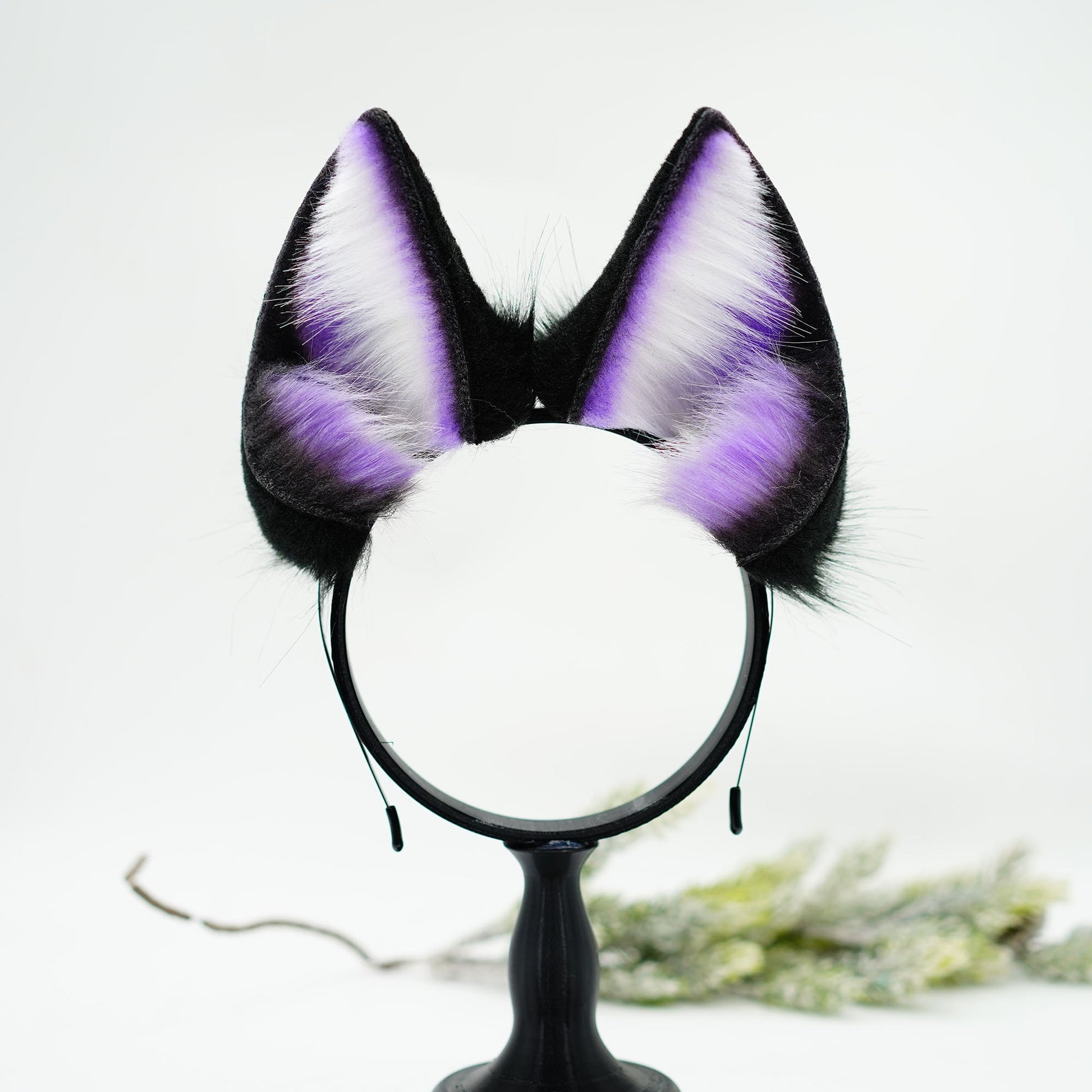 black purple shepherd ears puppy ears cosplay bat ears headband gamegrils game girl egirl animalheadband role play puppygirl ears headband