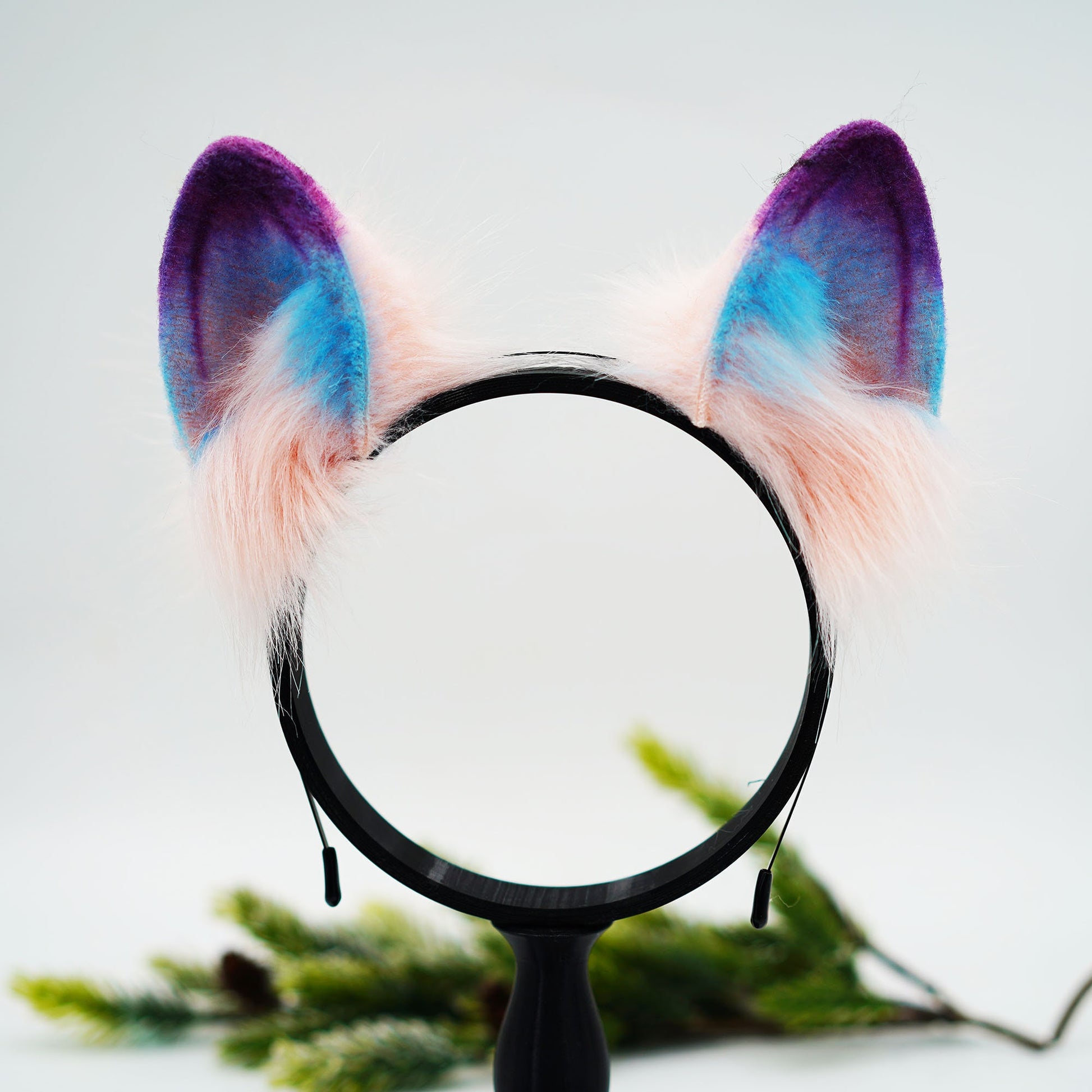 Korean pink fox ears and tail, Cat ears and tail, Cat ears, tail plug, ears headband, buttplug, handmade ears, pet play, custom ears,