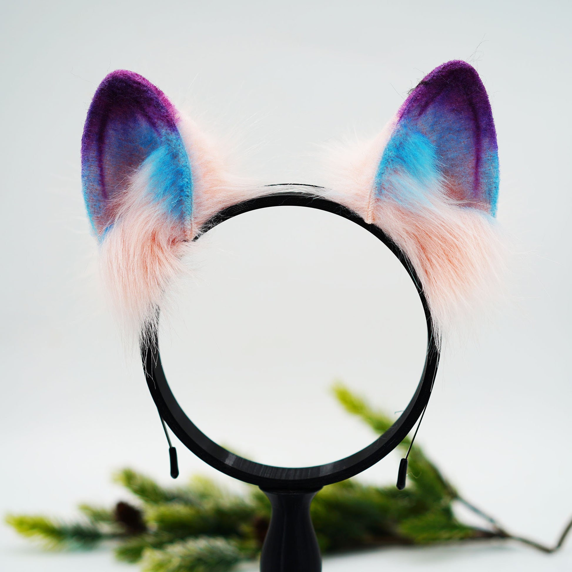 Korean pink fox ears and tail, Cat ears and tail, Cat ears, tail plug, ears headband, buttplug, handmade ears, pet play, custom ears,