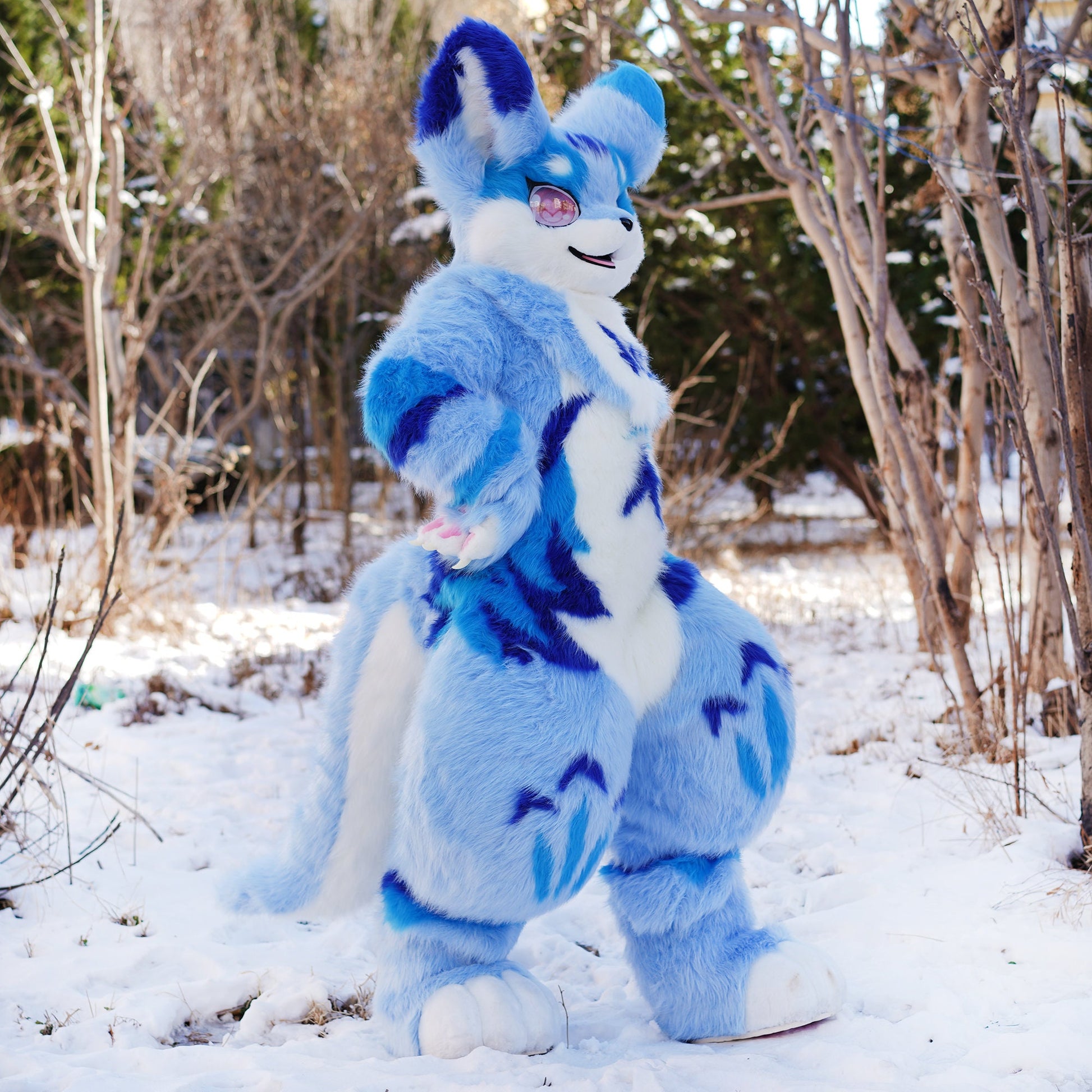 Custom fursuit full suit Blue Full fursuit ,Custom furry Cosplay cloth ,Full suit commission, Handmade fursuit head body paws tail.