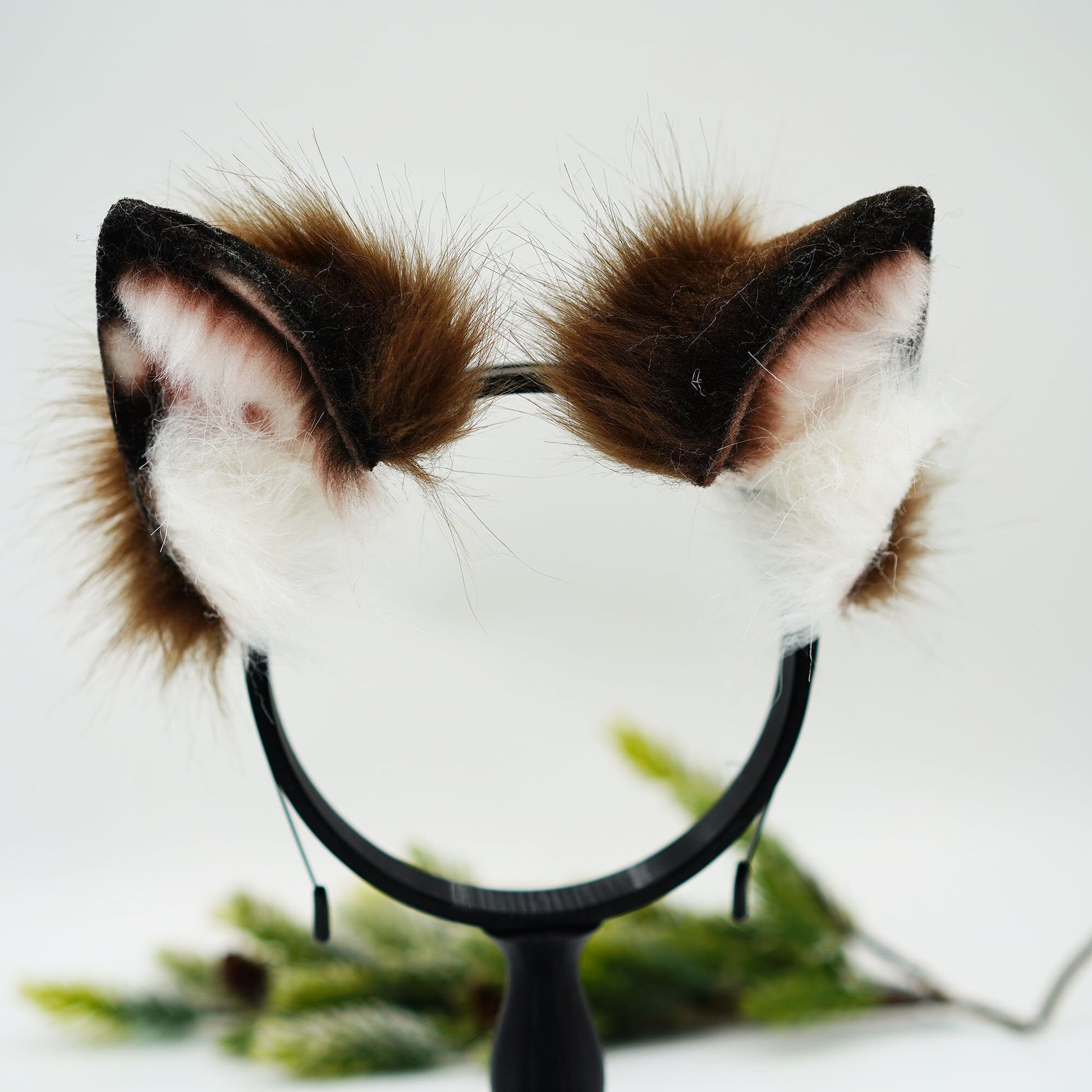 Brown Anime cosplay ear,Kawaii cat ear and tail, tail plug, faux fur bunny ears, ears headband, fluffy ears, costume animal ears,