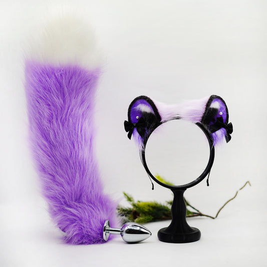 Purple hamster ears, cosply ears and tail , handmade cosplay cat ears, kawaii headband, hamster ears, tiger ears, kitten ears, fursuit