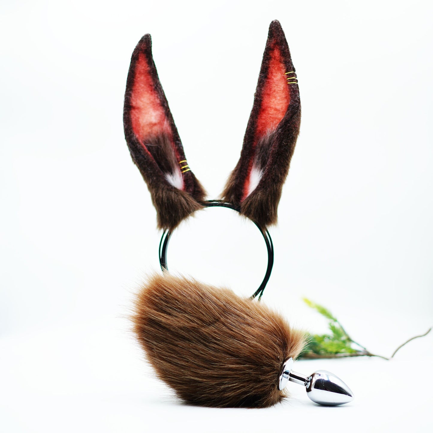 Cosplay bunny ear and tail, Cosplay Rabbit Ears ,Kit Charming Animal Headdress ear,Furry Bunny Mouldable ears, handmade ear headband,