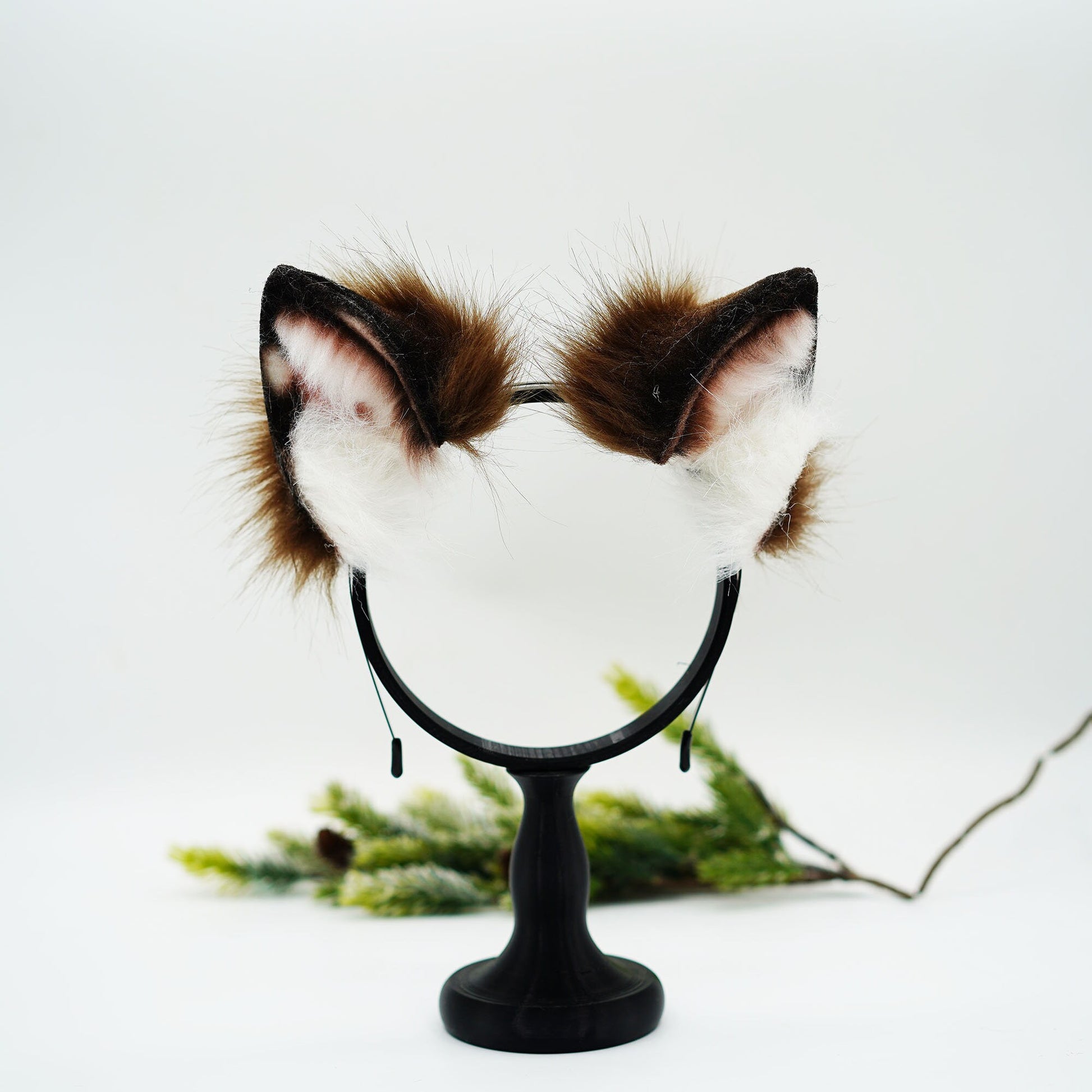 Brown Anime cosplay ear,Kawaii cat ear and tail, tail plug, faux fur bunny ears, ears headband, fluffy ears, costume animal ears,