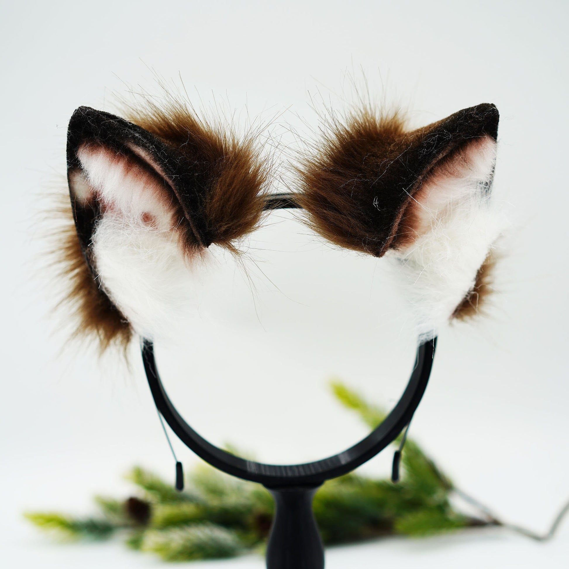 Brown Anime cosplay ear,Kawaii cat ear and tail, tail plug, faux fur bunny ears, ears headband, fluffy ears, costume animal ears,