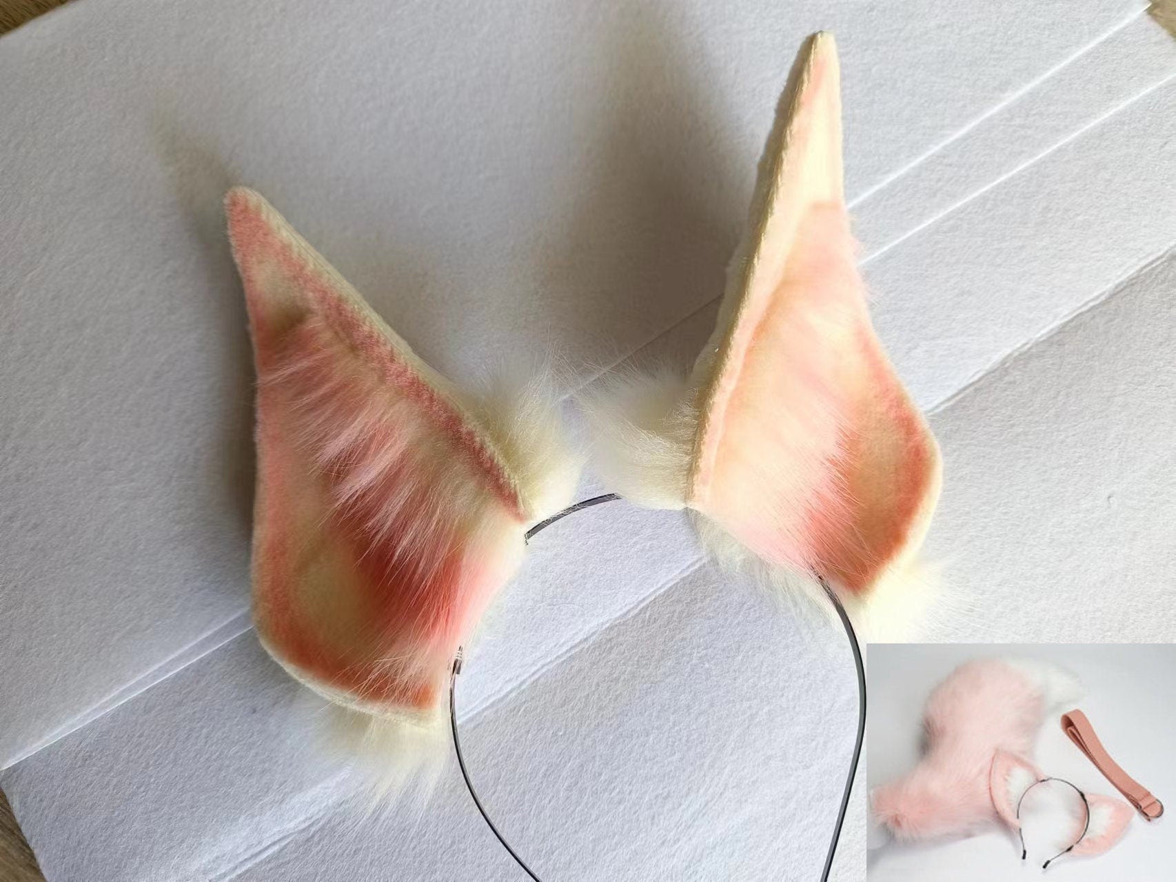 KTcatvintage Huge Doberman's ears hair bands animal ear,Faux fur ear,Dieb ear,Wolf ear headband,Anime ear,Wolf cosplay ear,Anubis, pet play