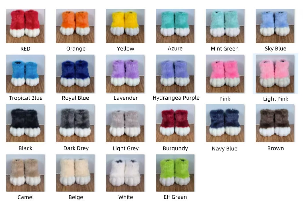 White feet paws fursuit kemono toony kigurumi fursona kawaii outdoor foot paw fursuit shoes cosplay cat dog fox wolf bunny