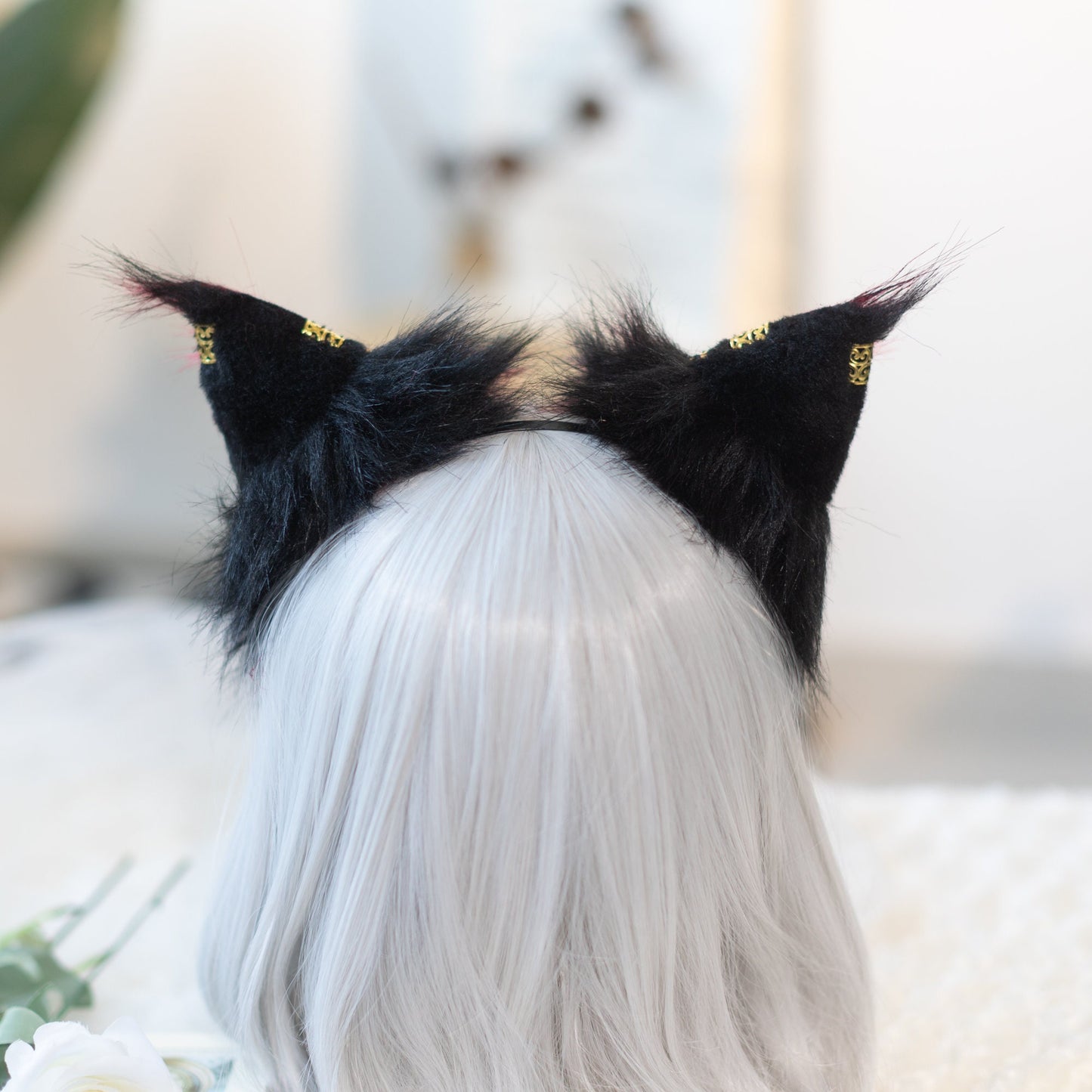 Red and black cat ears, Cat ears, cosplay,Pet Play, Tubbo Cosplay, kitten ears, realistic cat ear,animal ears, wolf ears, cosplay ears, ACG