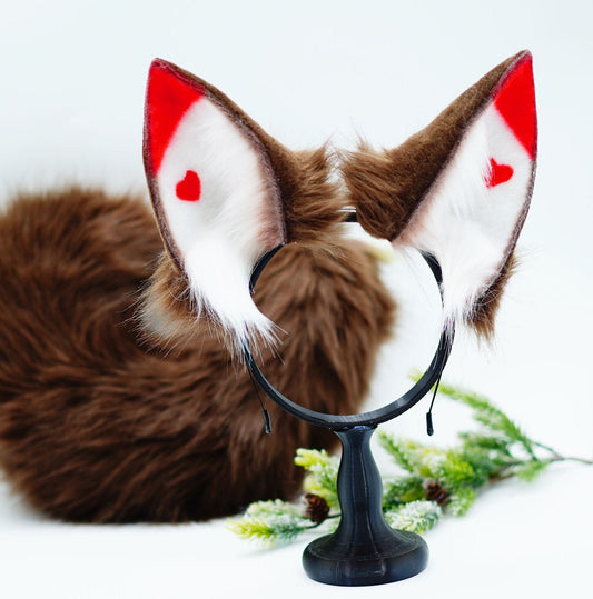 Hostel fox ears and tail, fox ears and tail, fox ears, tail plug, ears headband, cat ears, DDLG, handmade ears, pet play, custom ears