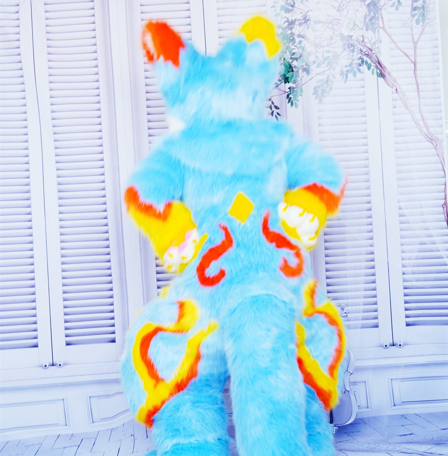 light blue full fursuit, Cosplay Fursuit body paws, shoes tail, Cat Head Furrry, Fursuit Mask, Cat Furry, Fursuit fullbody Custom