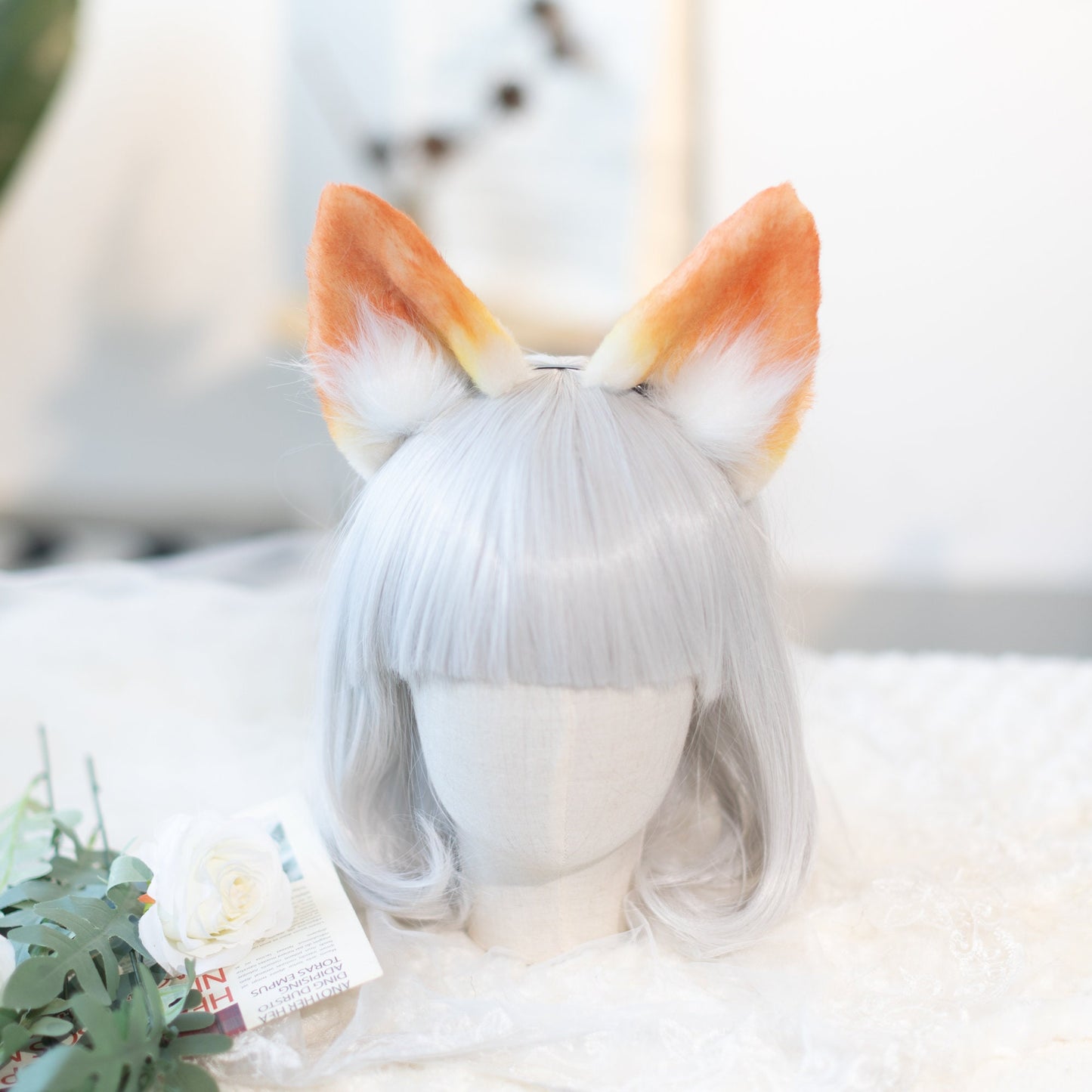 Versatile Orange Fox Ears & Tail Set-Perfect for Halloween, Stage, and Furry Gatherings and tail,shepherd ear headband petplay clever hunter