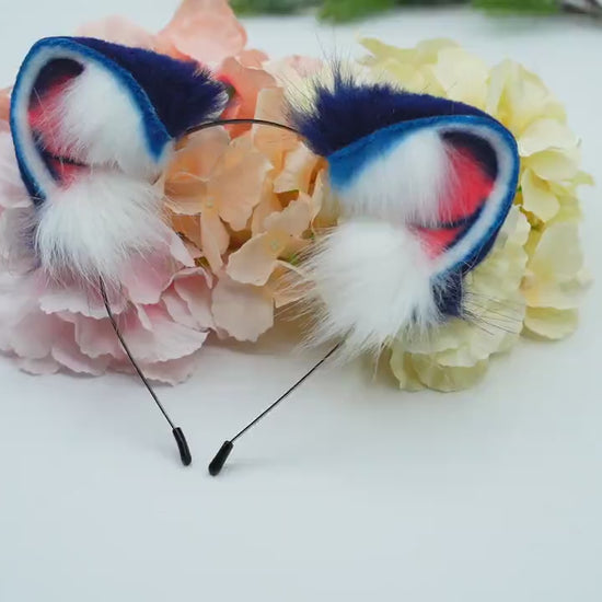 FOX faux fur furears  kemonomimi animal ears and tail cosplay ,Faux fur anime ears headband, , catears kitsune,wolf   kitsune anubis ears