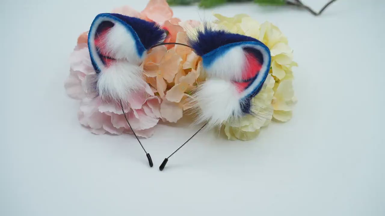 FOX faux fur furears  kemonomimi animal ears and tail cosplay ,Faux fur anime ears headband, , catears kitsune,wolf   kitsune anubis ears