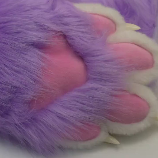 Cat fursuit,Little Cat Claw,Purple cat paws，Custom Fursuit gloves,Handmade cat paws, cosplay paws,  faux fur paws with 4 white finger,