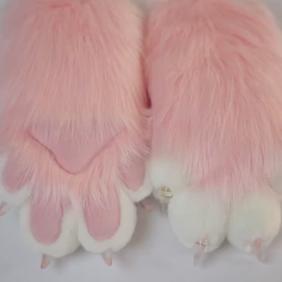 Light pink & pink Fursuit Handpaws,cutefurry Cat fursuit, Custom Fursuit gloves,Handmade cat paws, cosplay paws,   paws with 4 finger